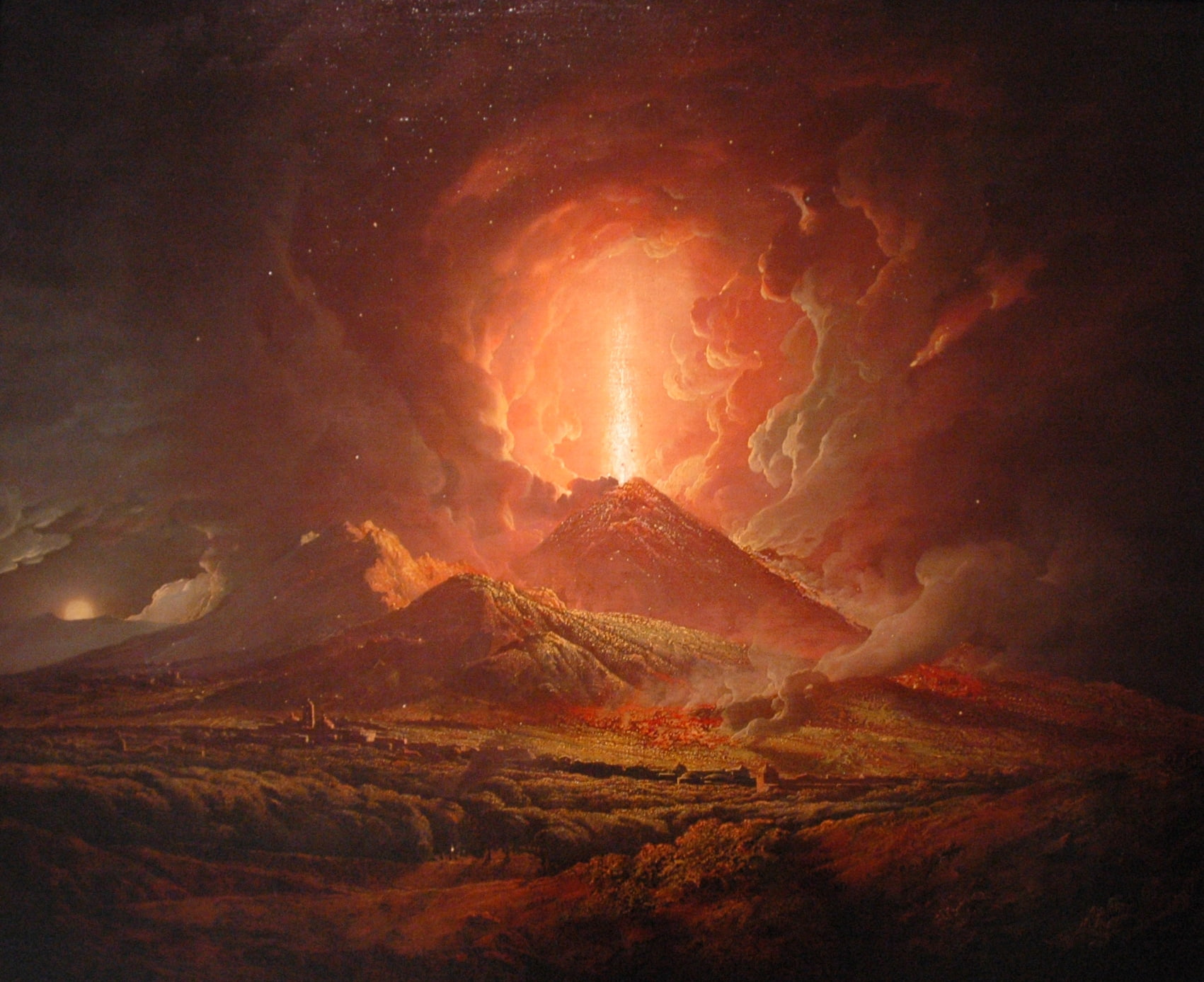 Mount Vesuvius, Joseph Wright, 720P, classic art, HD Wallpaper