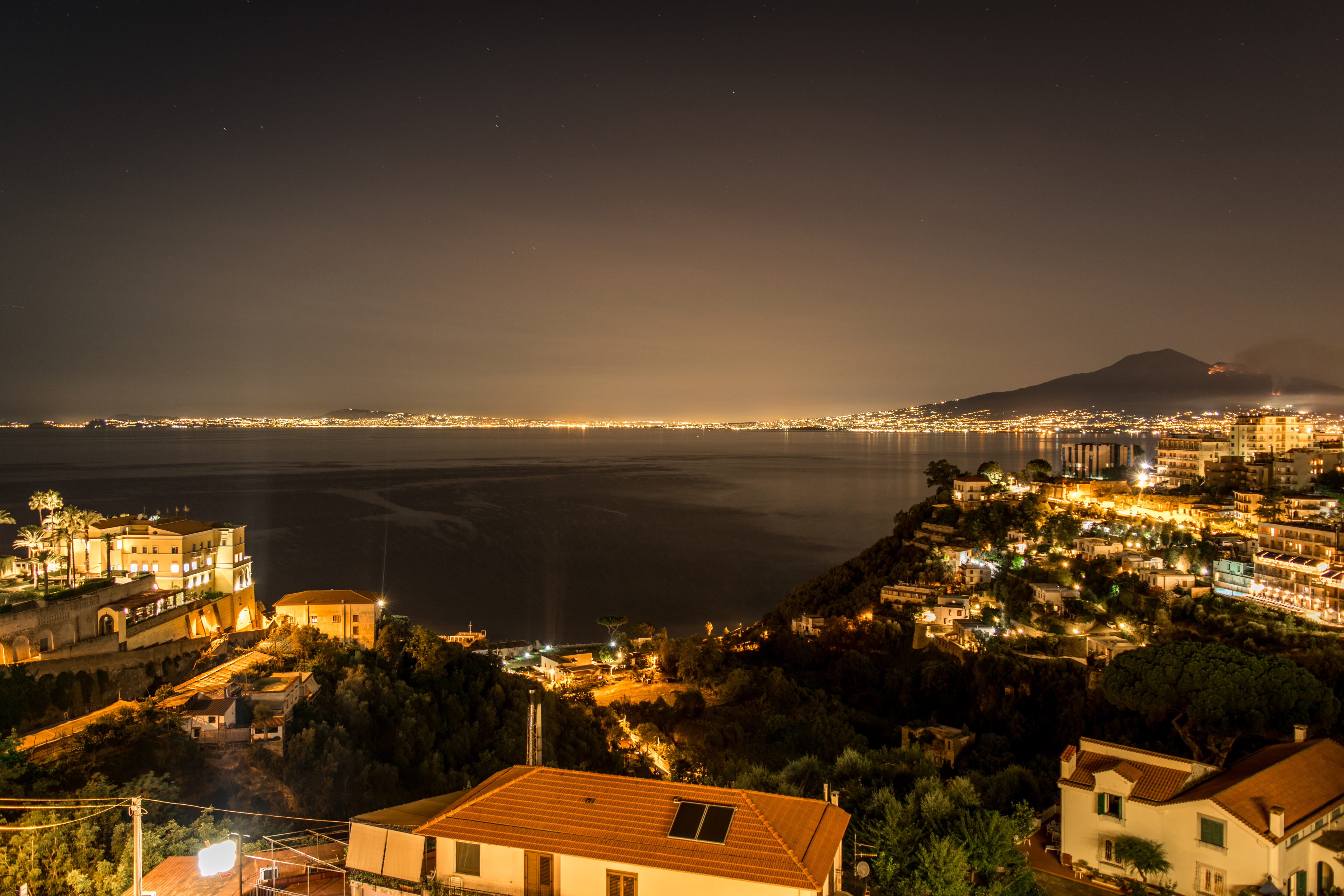 stars, community, sky, napoli, city, night, naples, vesuvius, high angle view, building exterior, italy, outdoors, lights, urban, tree, building, cityscape, HD Wallpaper