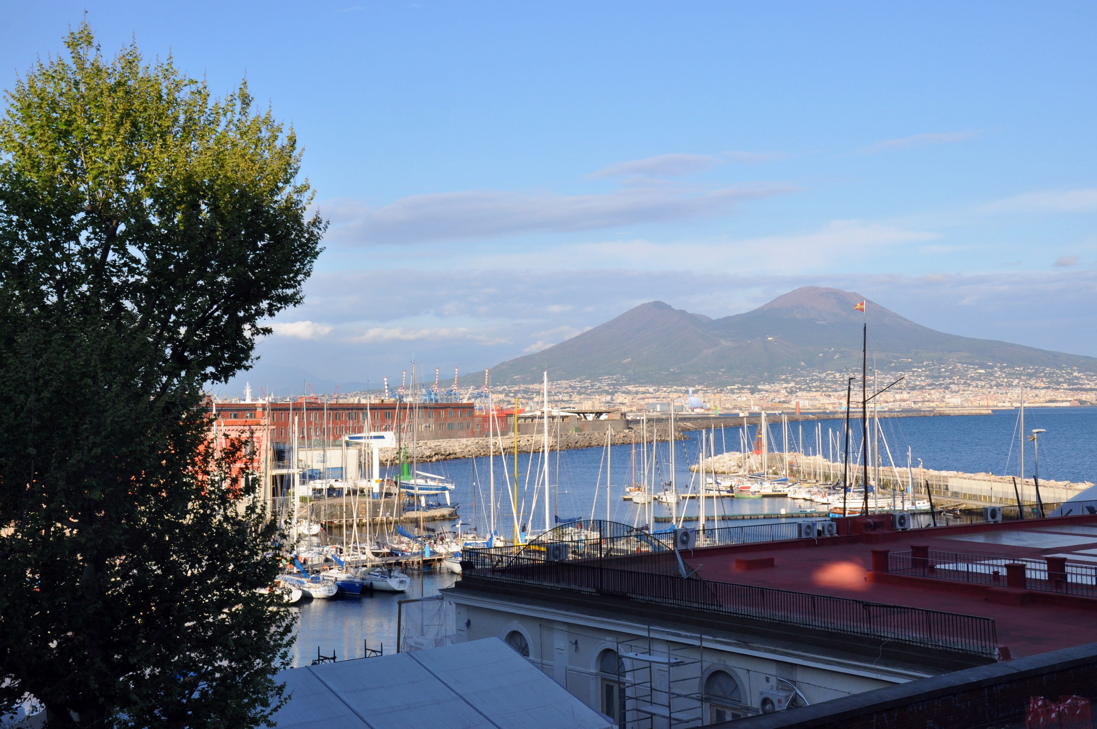 day, naples, vesuvius, architecture, city, no people, tourism, sea, sky, transportation, culture, tree, cloud - sky, outdoors, yacht, built structure, 4K, HD Wallpaper