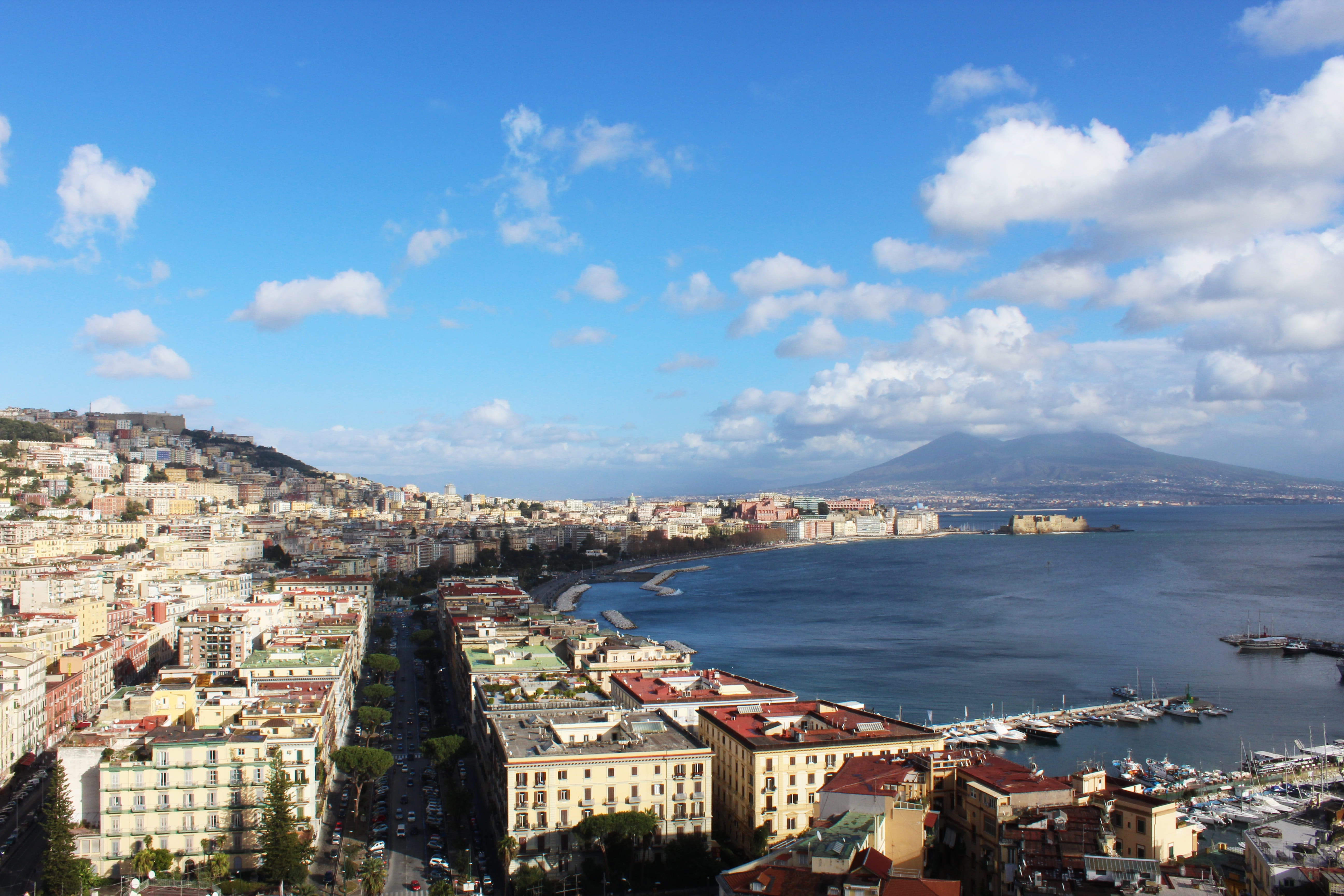 town, no people, vesuvius, transportation, architecture, city, nature, landscape, cloud - sky, clouds, outdoors, cityscape, sky, built structure, blue, HD Wallpaper