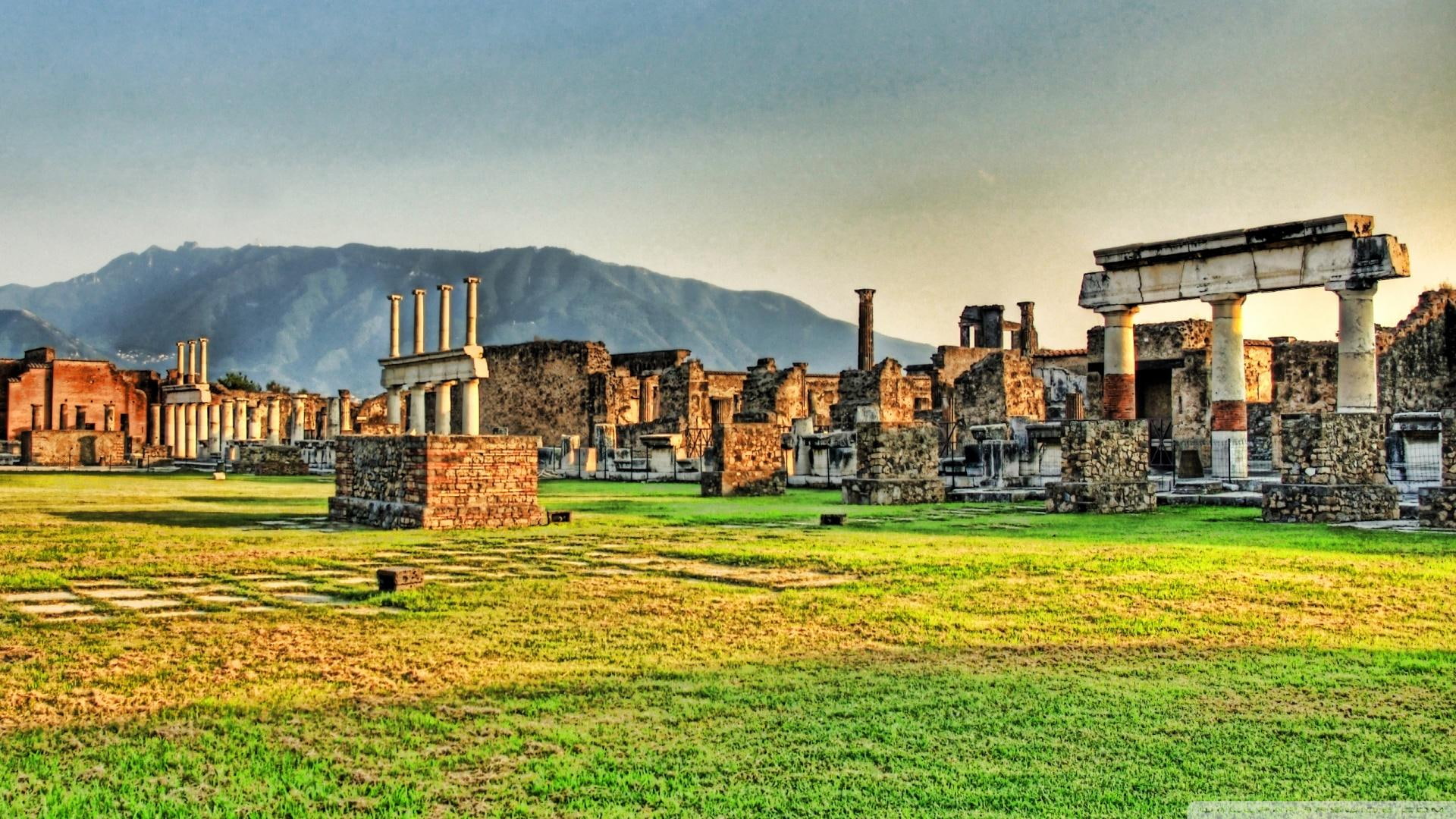 nature and landscapes, 1080P, mountains, ancient, ruins, pompeii, hdr, HD Wallpaper