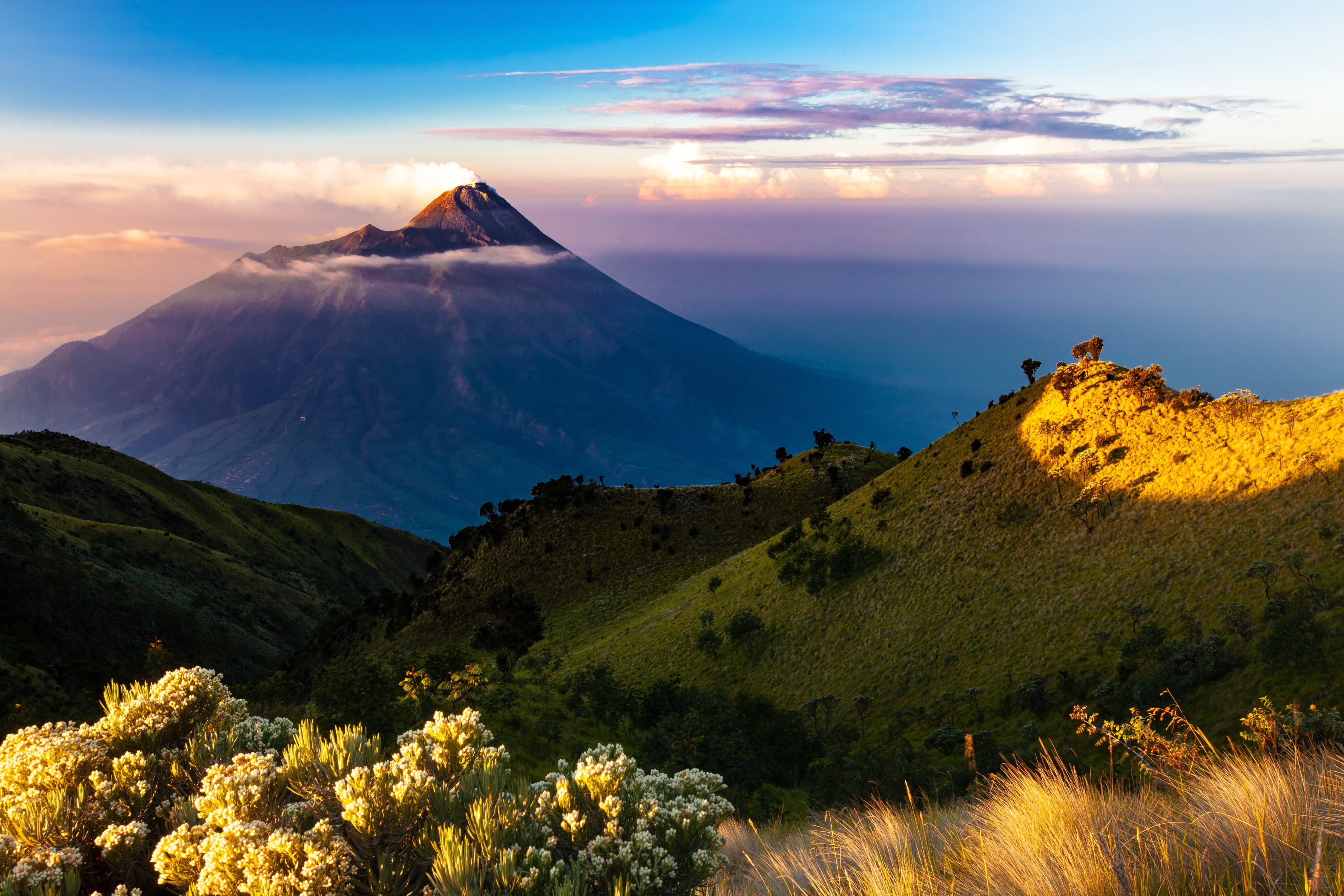 nature, Java (island), 4K, mountain top, landscape, volcano, mountains, HD Wallpaper