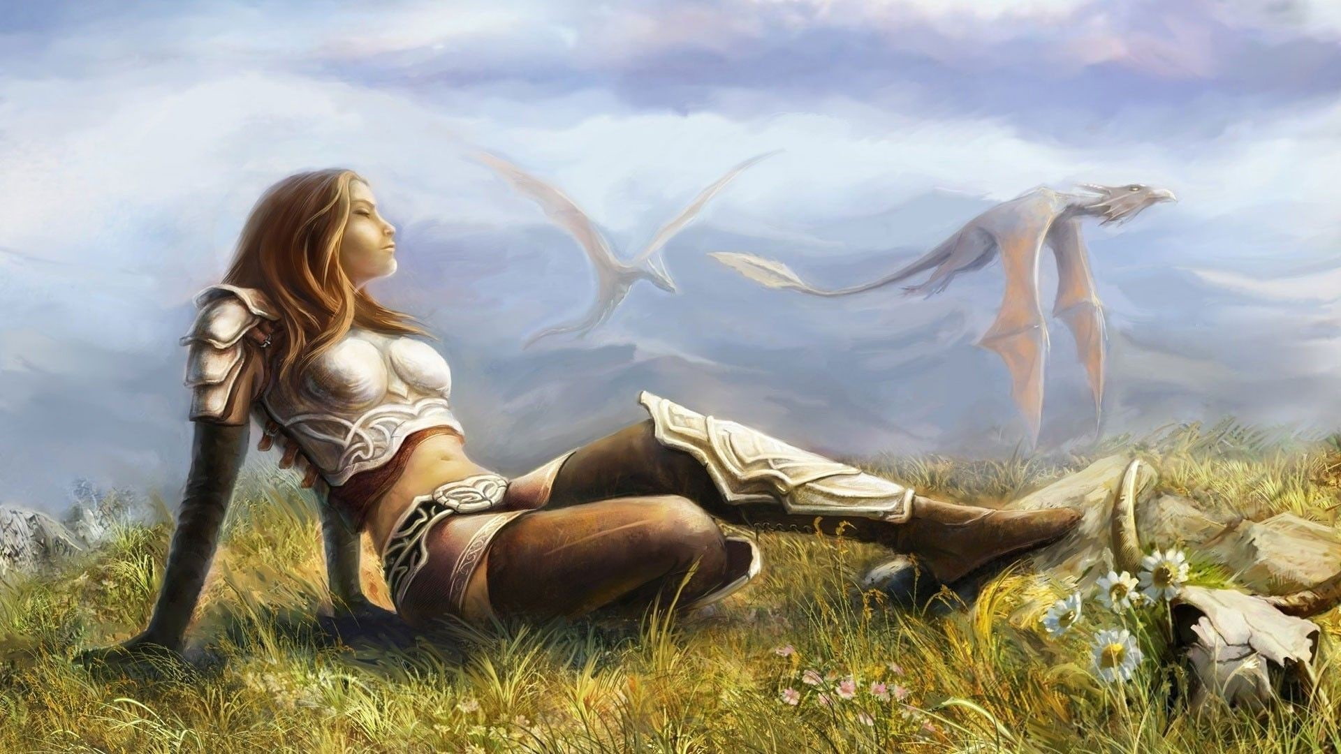 fantasy art, warrior, 1080P, Wyvern, HD Wallpaper