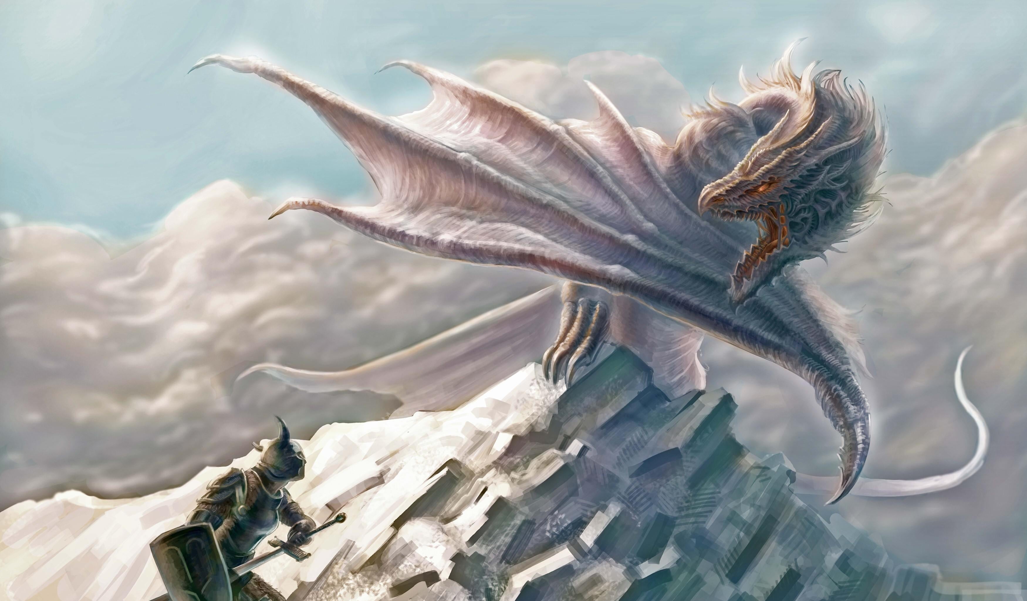illustration, nature, outdoors, fantasy, backgrounds, cloud - Sky, underwater, sea life, animal wildlife, bird, wyvern, vertebrate, flying, blue, animals in the wild, HD Wallpaper