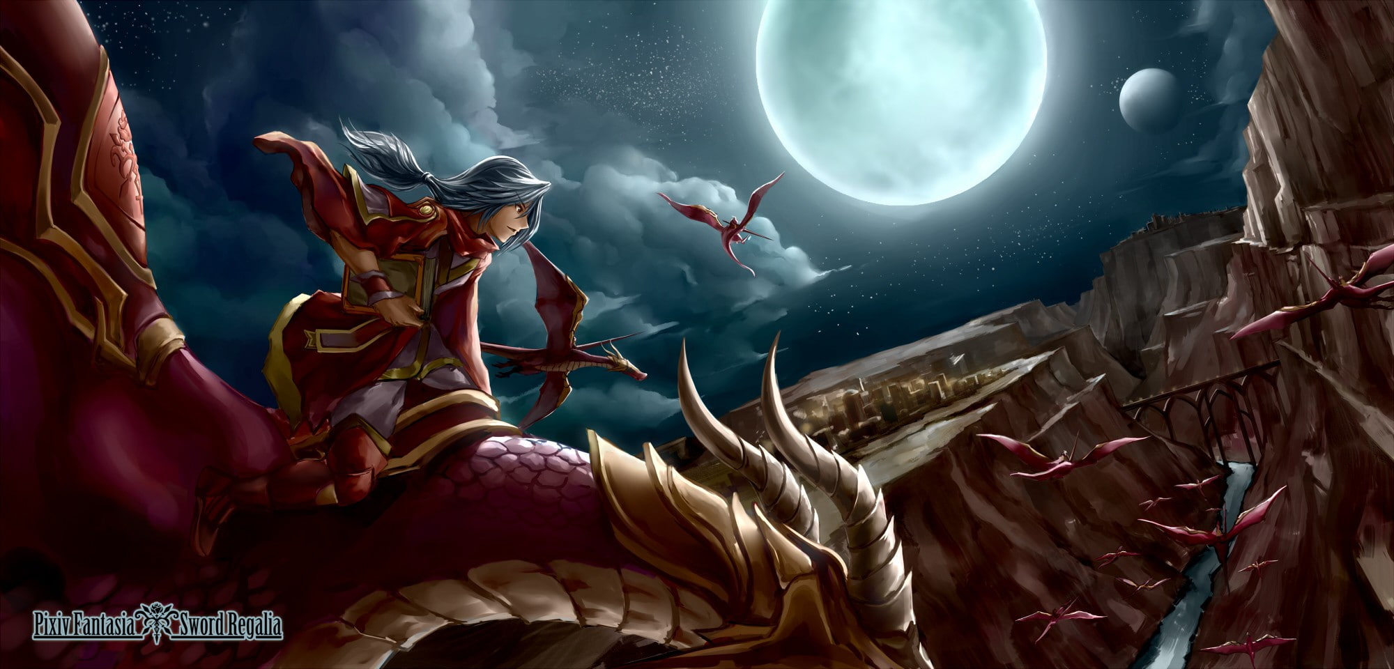 1080P, Wyvern, dragon, Pixiv Fantasia, HD Wallpaper