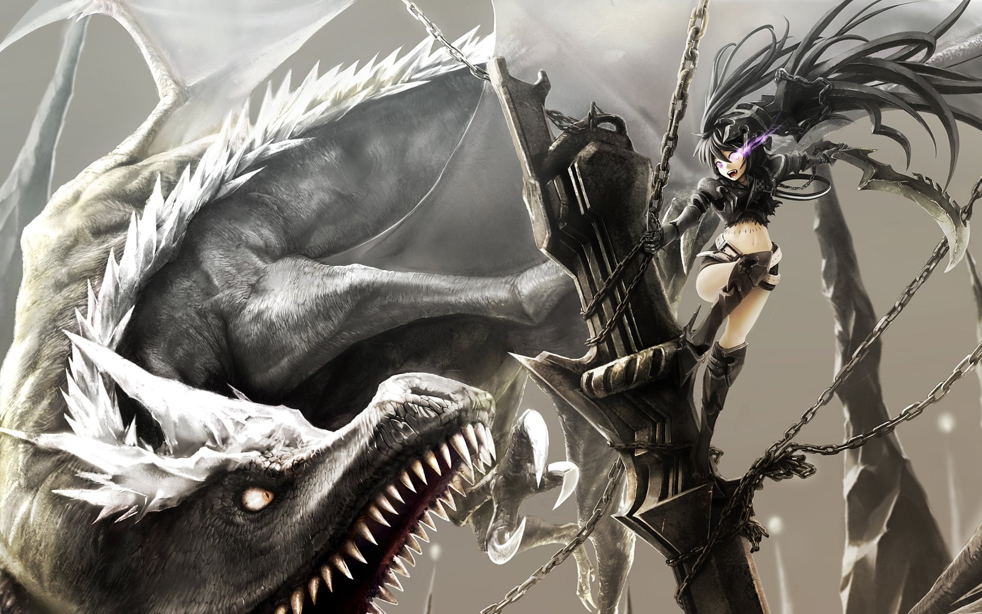 wyvern, character, Anime, 1080P, Insane Black Rock Shooter, female, Black Rock Shooter, HD Wallpaper