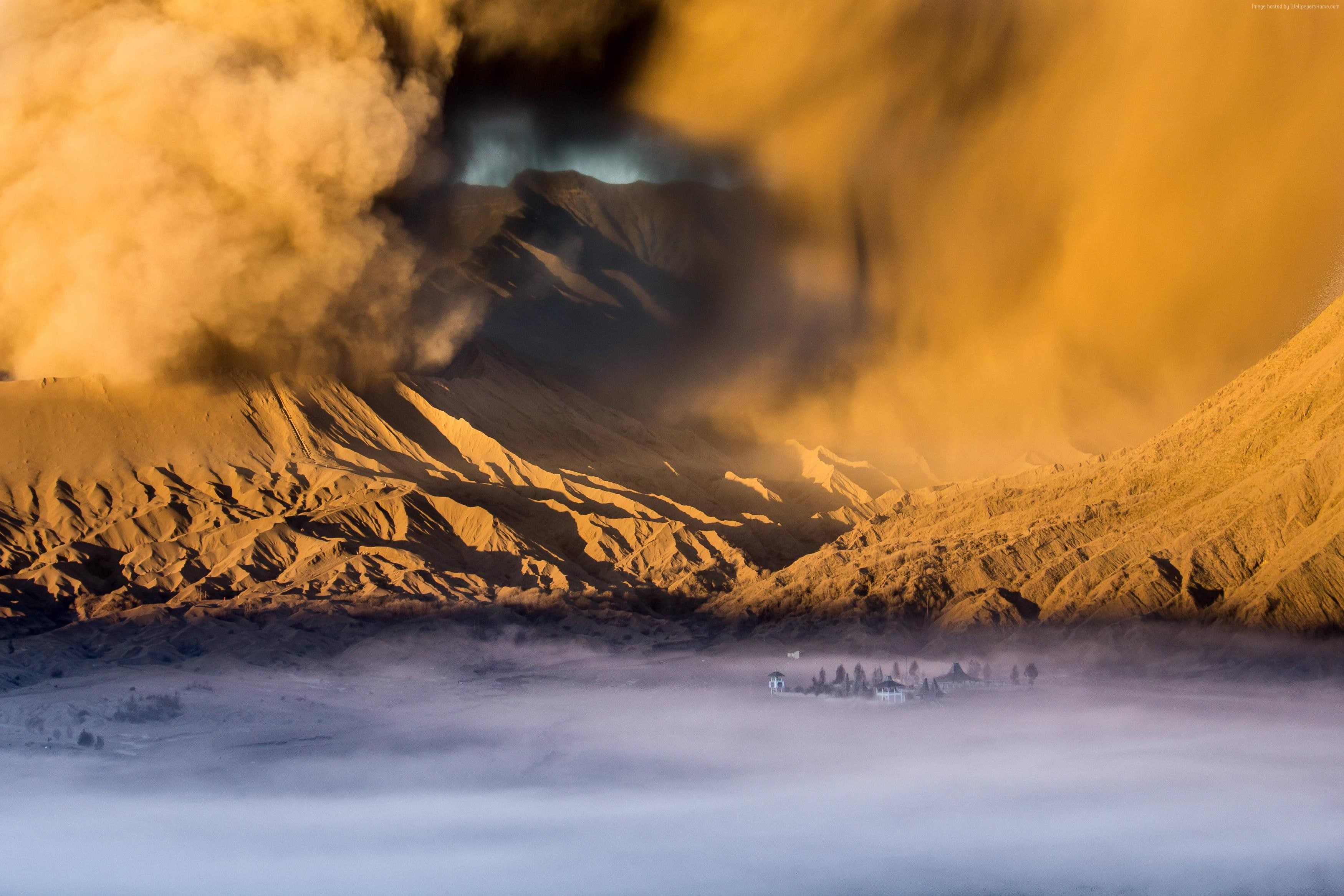Valley, 2K, Sandstorm, Clouds, City, Mountains, 4k, Desert, HD Wallpaper