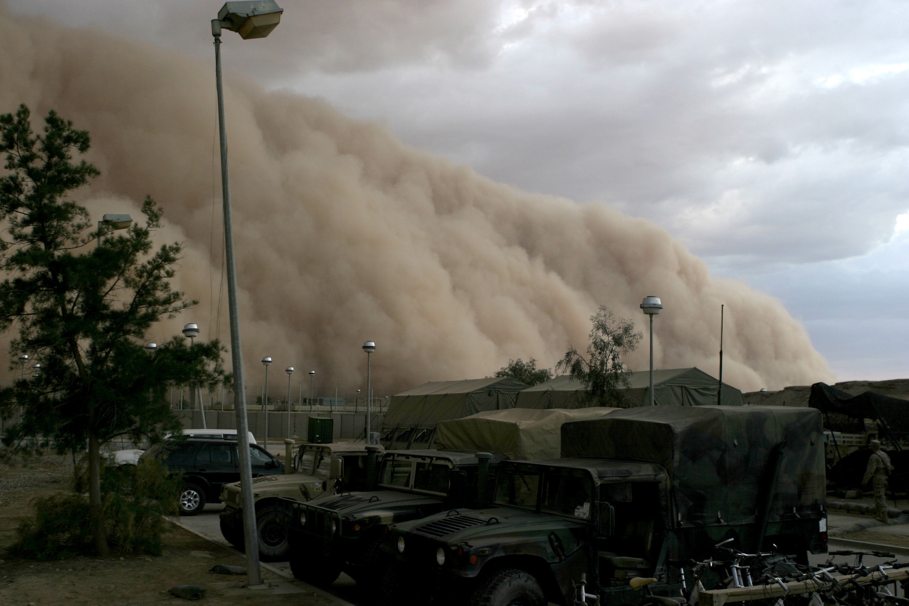 military, pollution, military camp, environmental issues, plant, cloud - sky, smoke - physical structure, mode of transportation, brown, army, 2K, al khurram, HD Wallpaper