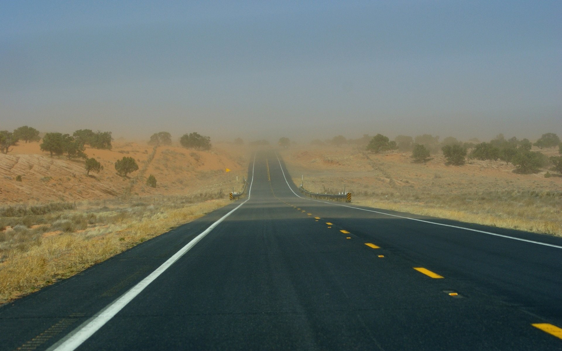 1080P, Road, Man Made, Tree, Highway, Sandstorm, Landscape, Dust, Dust Storm, Outback, HD Wallpaper
