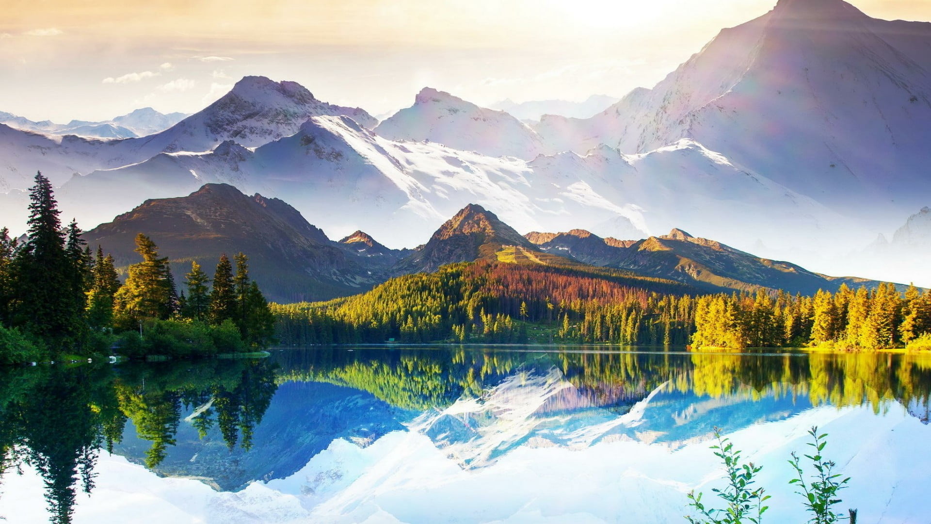 georgia, scenics - nature, mount scenery, formation, cloud - sky, no people, tree, reflection, wilderness, lake, outdoors, mountain range, mountainous landforms, HD Wallpaper