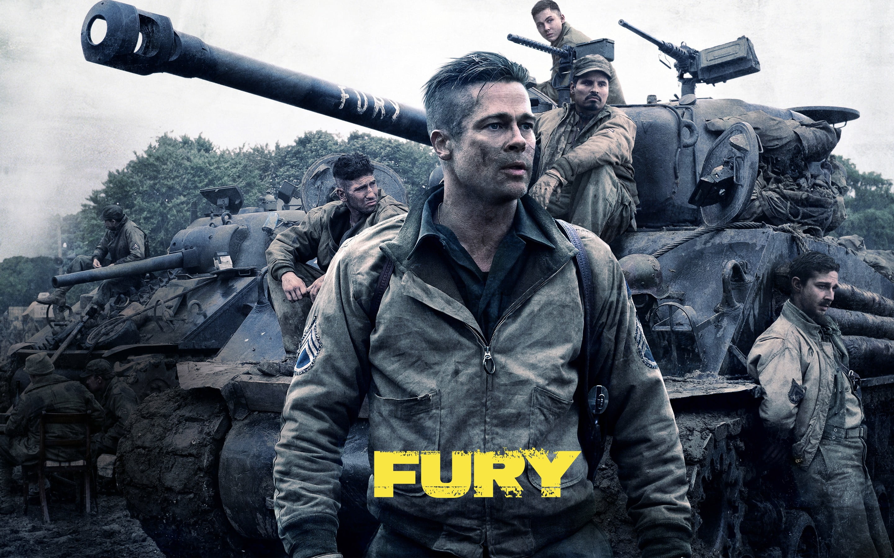 front view, real people, sign, looking at camera, security, gun, men, movie, war, cover, sitting, day, safety, 2K, social issues, people, fury, Fury (movie), HD Wallpaper