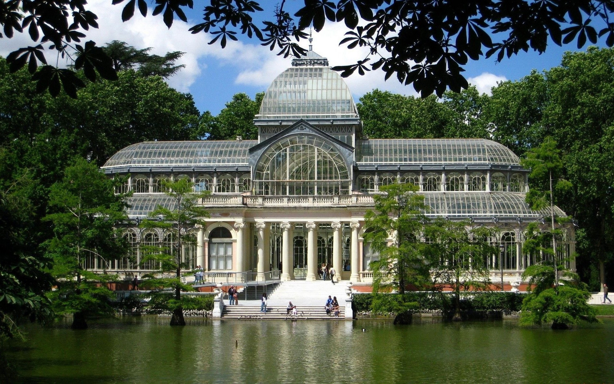 art, palacio, hd, 2560x1600 px, madrid, x, cristal, deserts, water, Trees, de, nature, px, 2K, Spain, Palacio de Cristal, HD Wallpaper