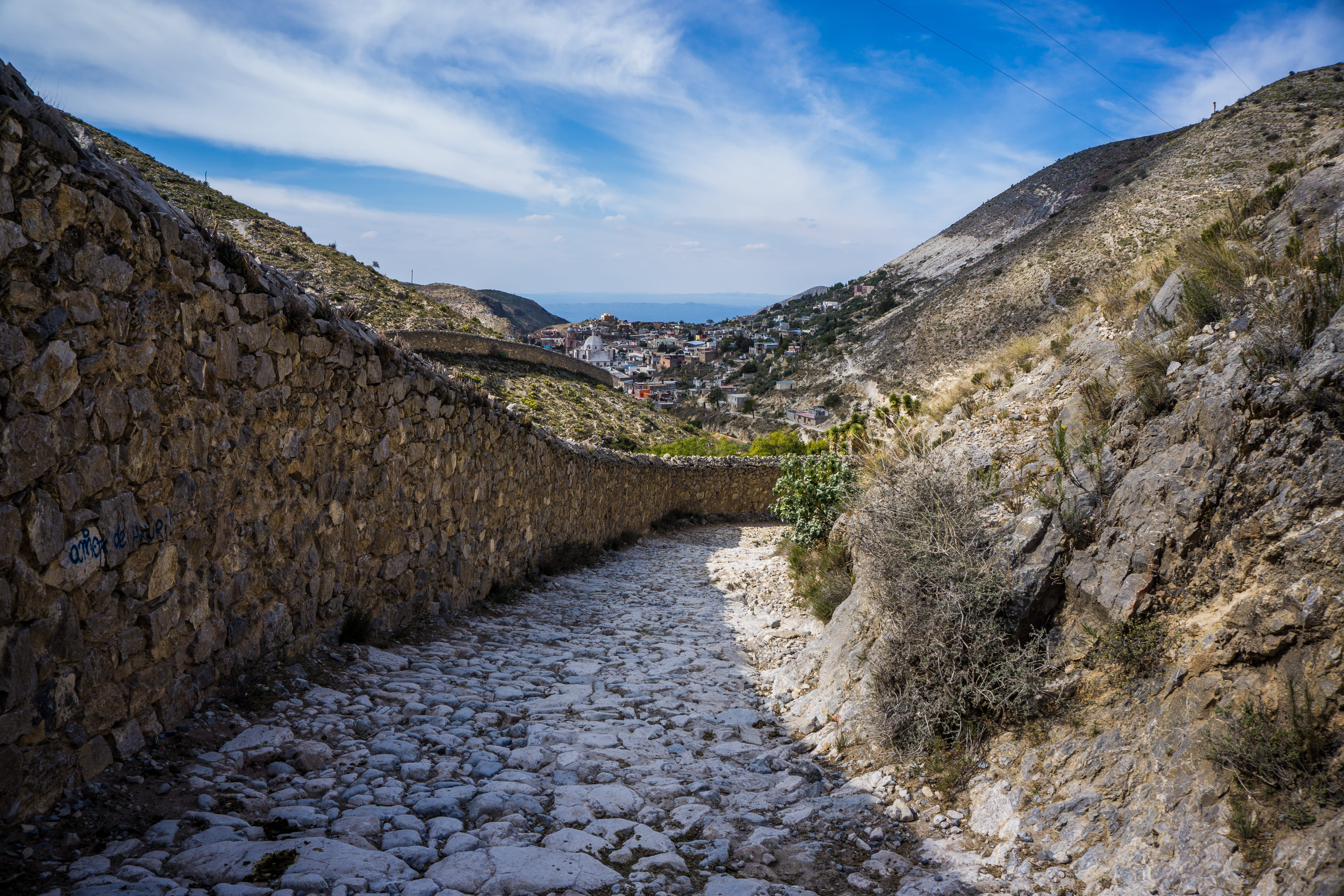 pueblo mágico, mountain, no people, footpath, day, stone wall, 5K, environment, road, non-urban scene, mexico, a6000, scenics - nature, sky, cloud - sky, HD Wallpaper