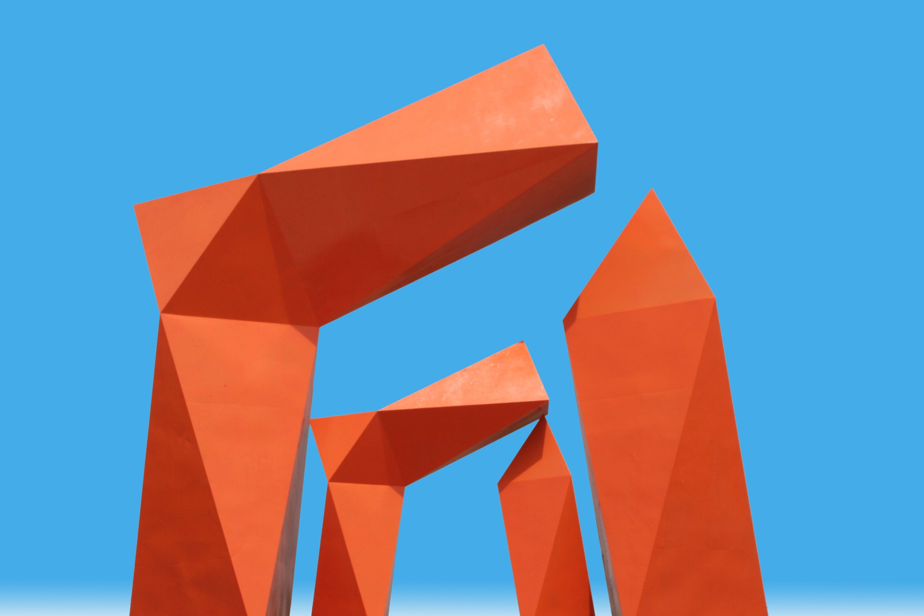 saturated color, sky, design, studio shot, a puerta, no people, orange color, 4K, art and craft, geometric shape, three dimensional, monterrey, craft, HD Wallpaper