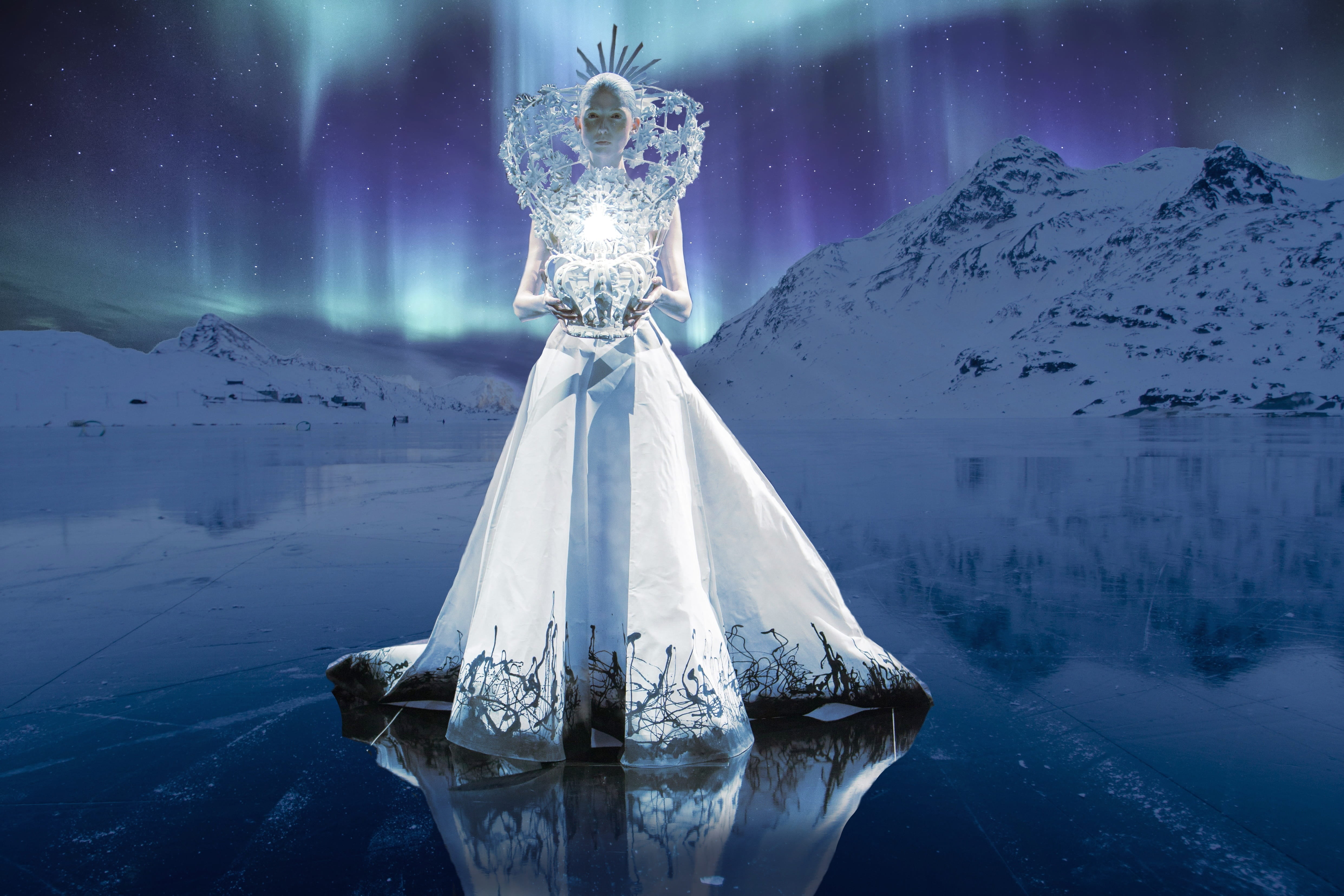 frozen, north pole, queen, outdoors, near, 4K, marry, landscape, lagoon, scenics - nature, marriage, statue, snow, beauty in nature, fabric, woman, clothing, HD Wallpaper
