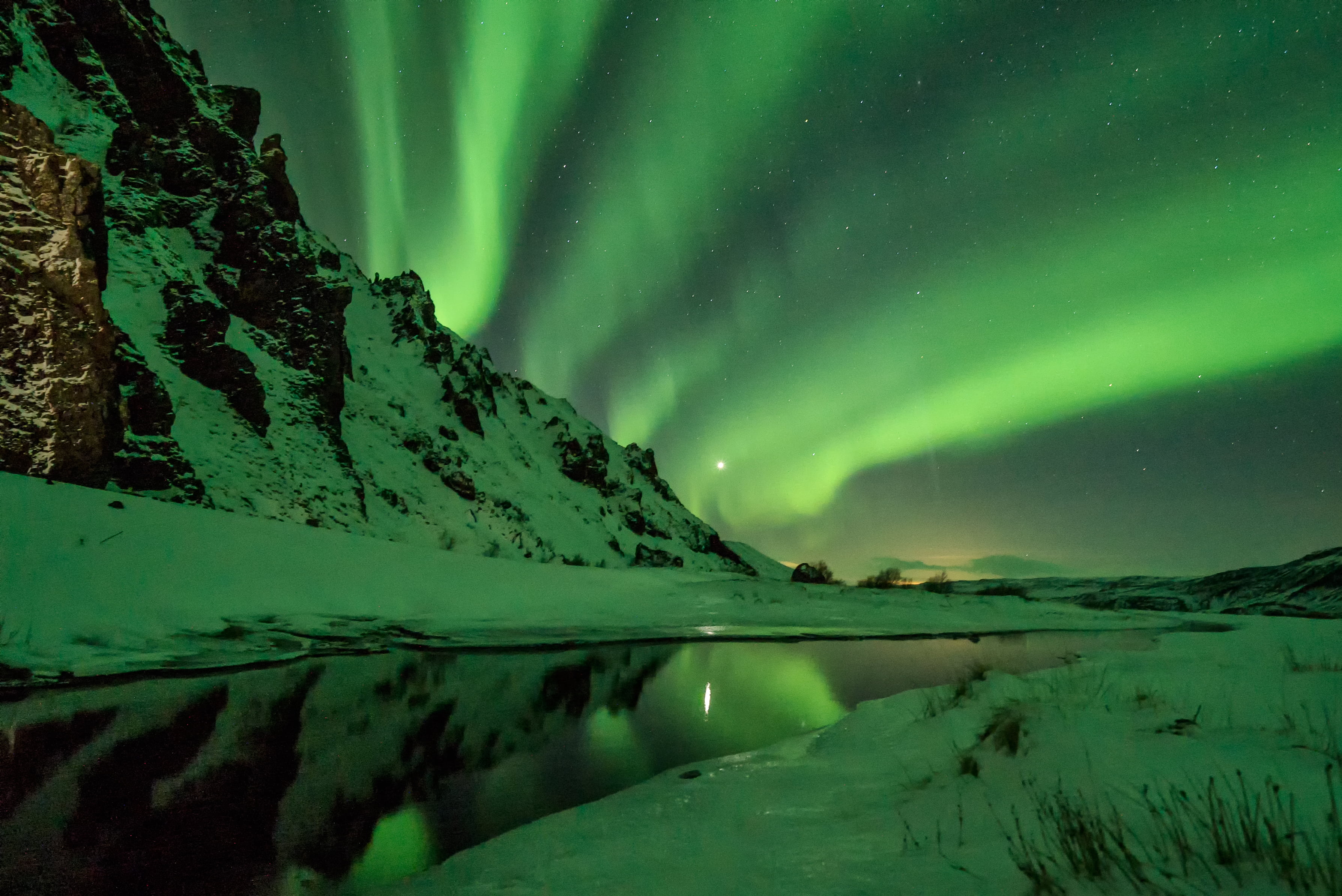 scenics - nature, nothern, nature, white, weather, sky, plants, aurora polaris, astronomy, ice, lights, night, trees, tranquility, beauty in nature, green color, HD Wallpaper