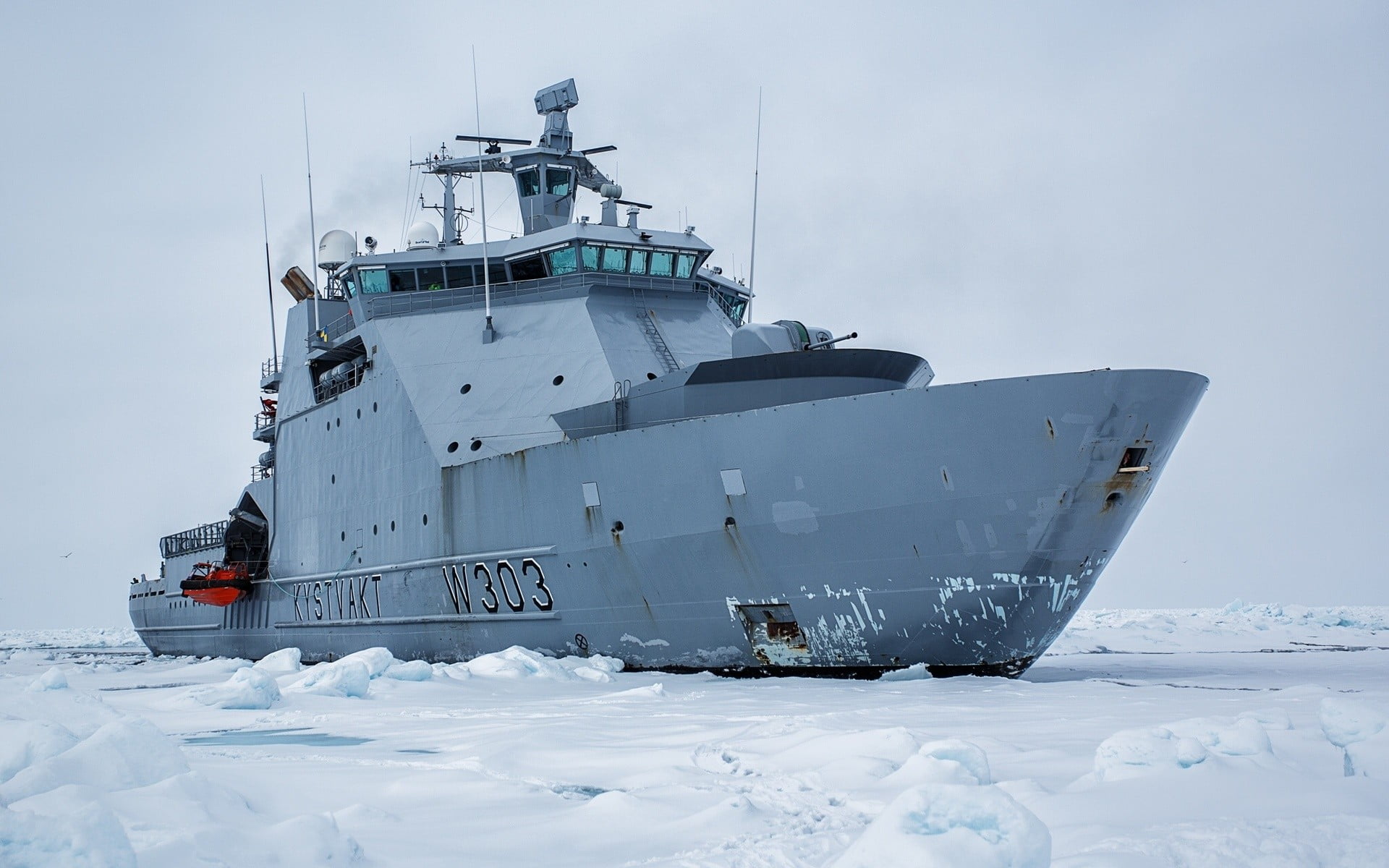 scenics - nature, ship, transportation, snow, water, Norwegian Coast Guard, beauty in nature, day, white color, winter, black, cold temperature, travel, HD Wallpaper