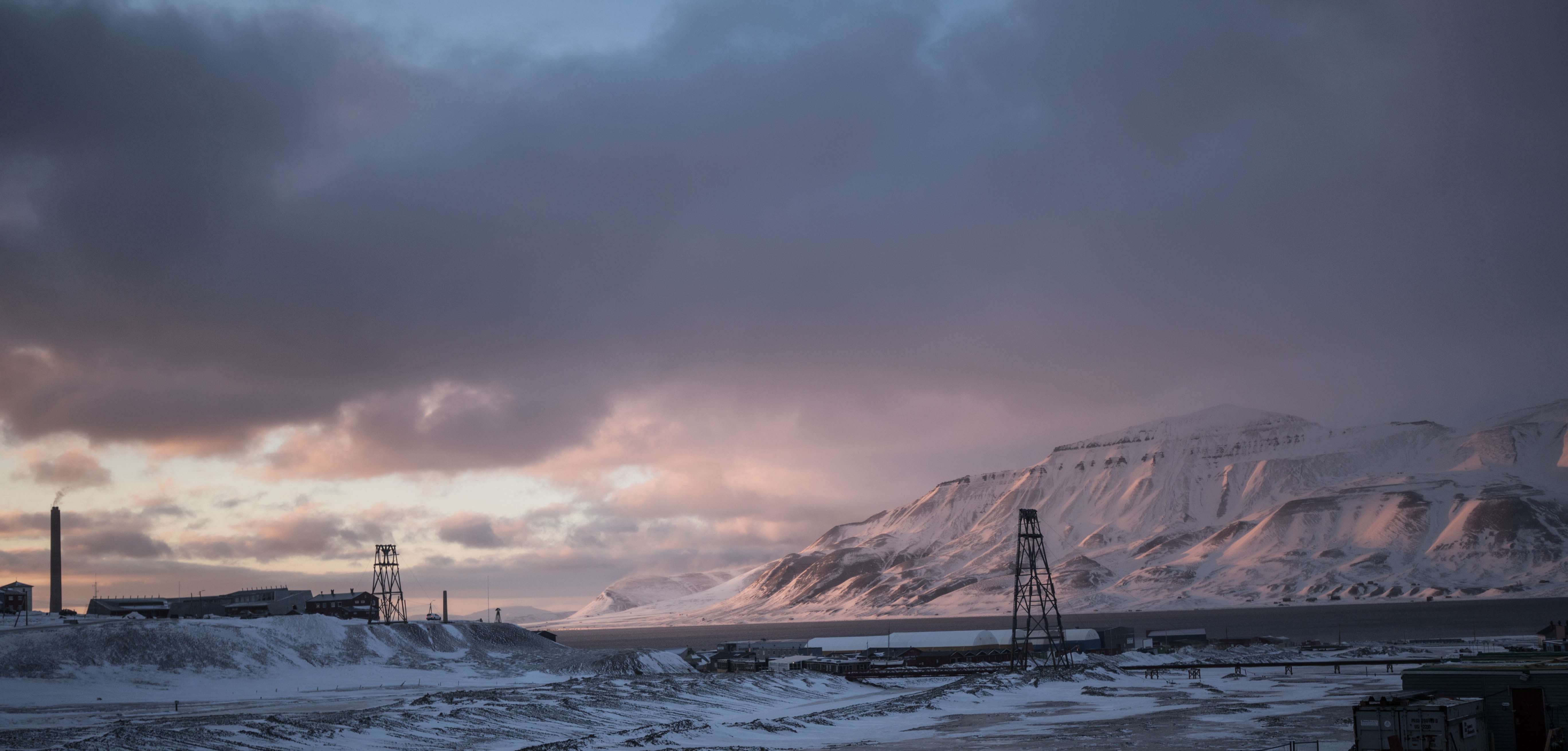 scenics - nature, ice, 5K, tranquil scene, cloud, landscape, svalbard and jan mayen, mountain range, nature, water, cloudy, longyearbyen, winter, no people, HD Wallpaper