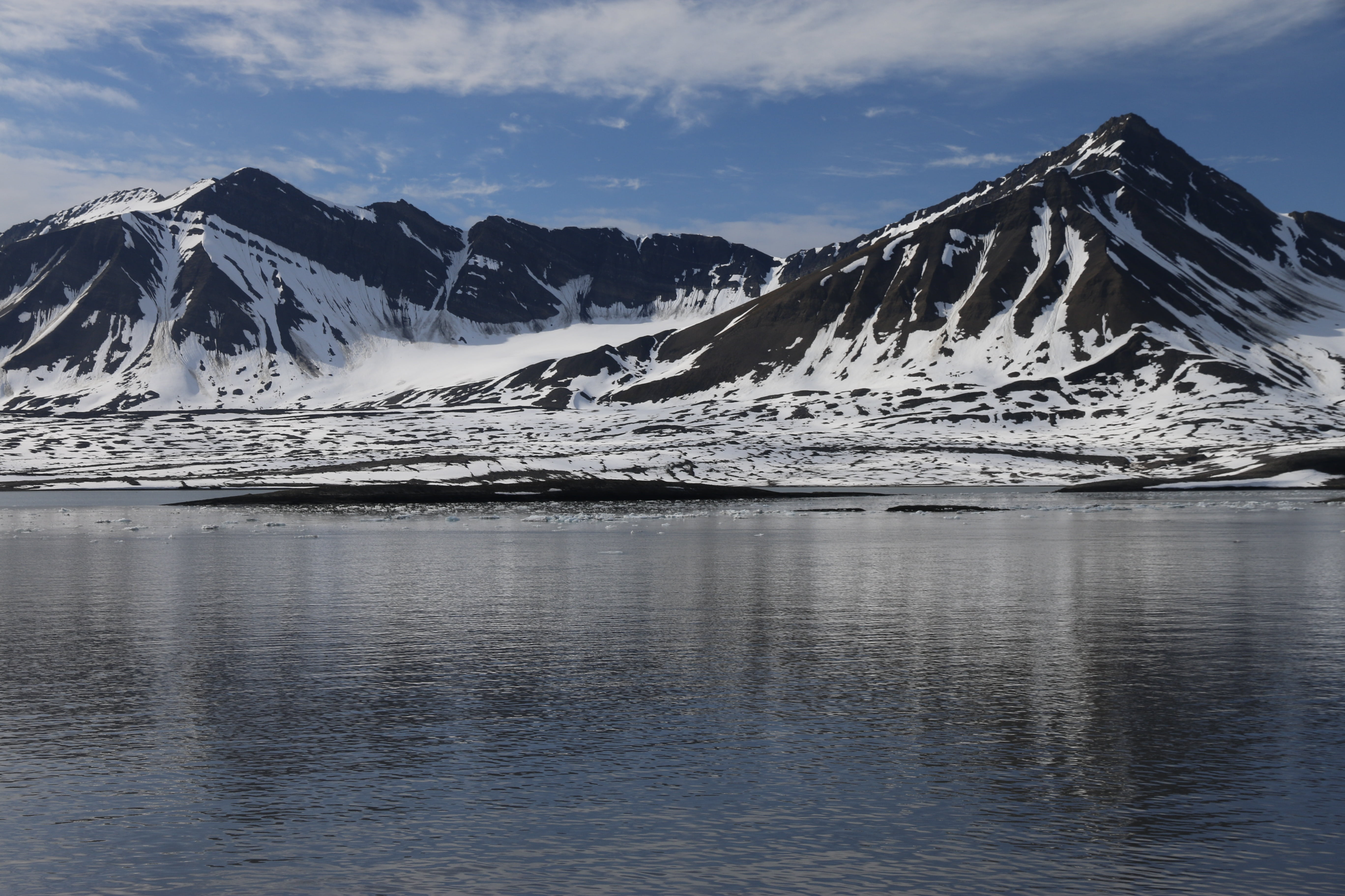 snowcapped mountain, nature, tranquil scene, ice, water, cold temperature, glacier, outdoors, sky, 5K, cloud - sky, arctic, spitsbergen, mountain range, HD Wallpaper