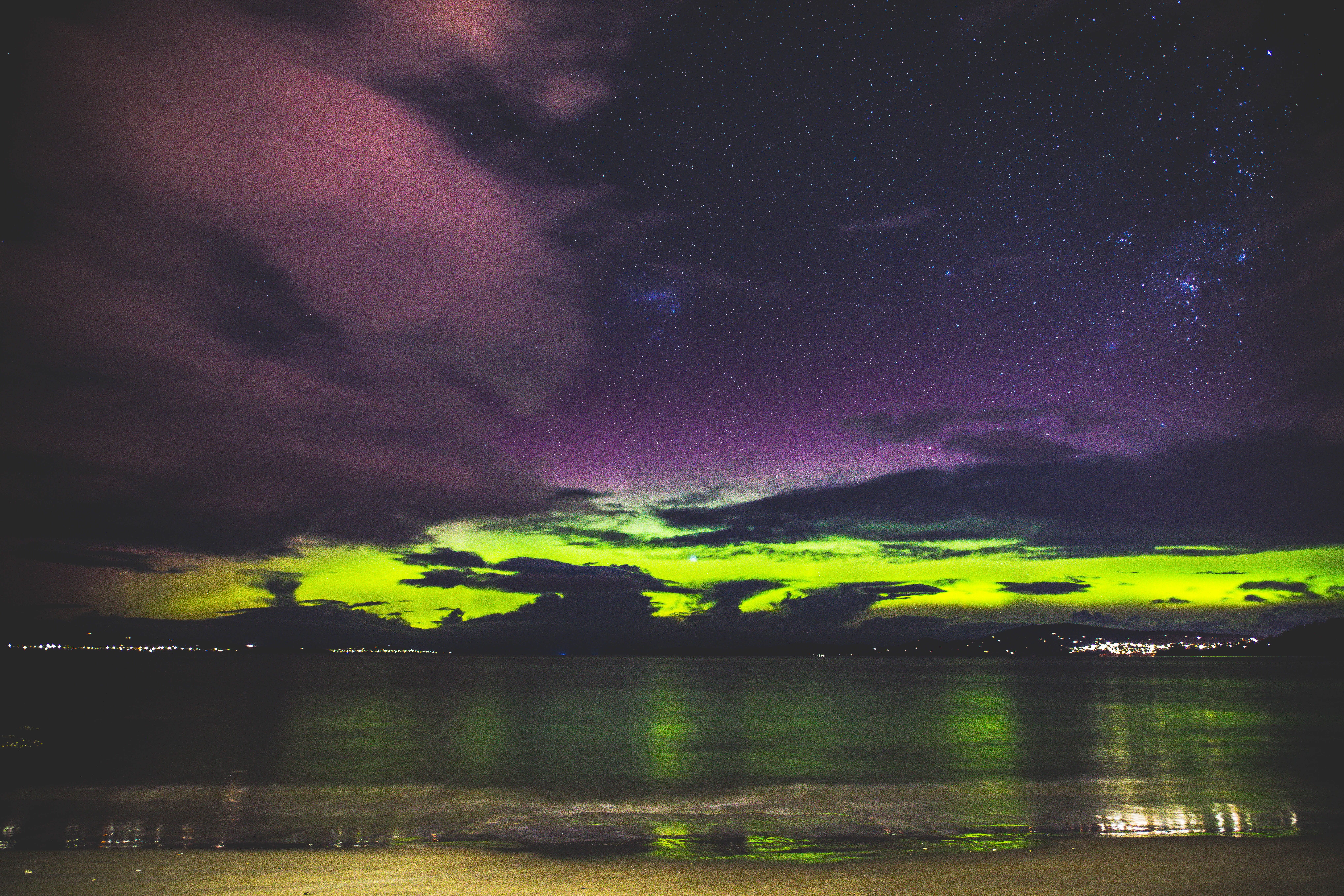 australis, 8K, dramatic sky, astro, tranquil scene, beauty in nature, tranquility, lake, sky, no people, astronomy, night, star - space, space, waterfront, HD Wallpaper