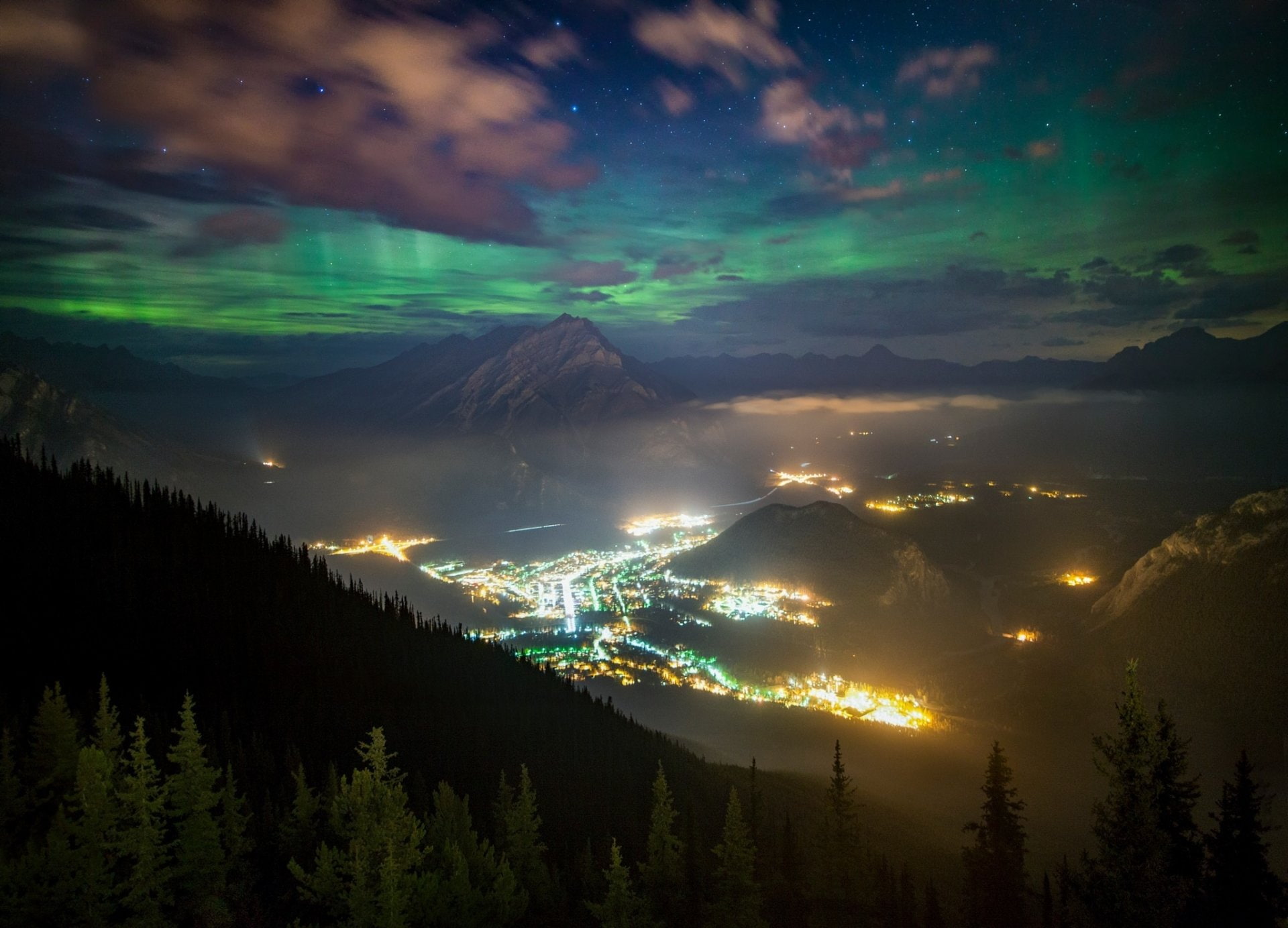 Mountain, Photography, Sky, Aurora Australis, 1080P, Night, Valley, Landscape, Light, HD Wallpaper