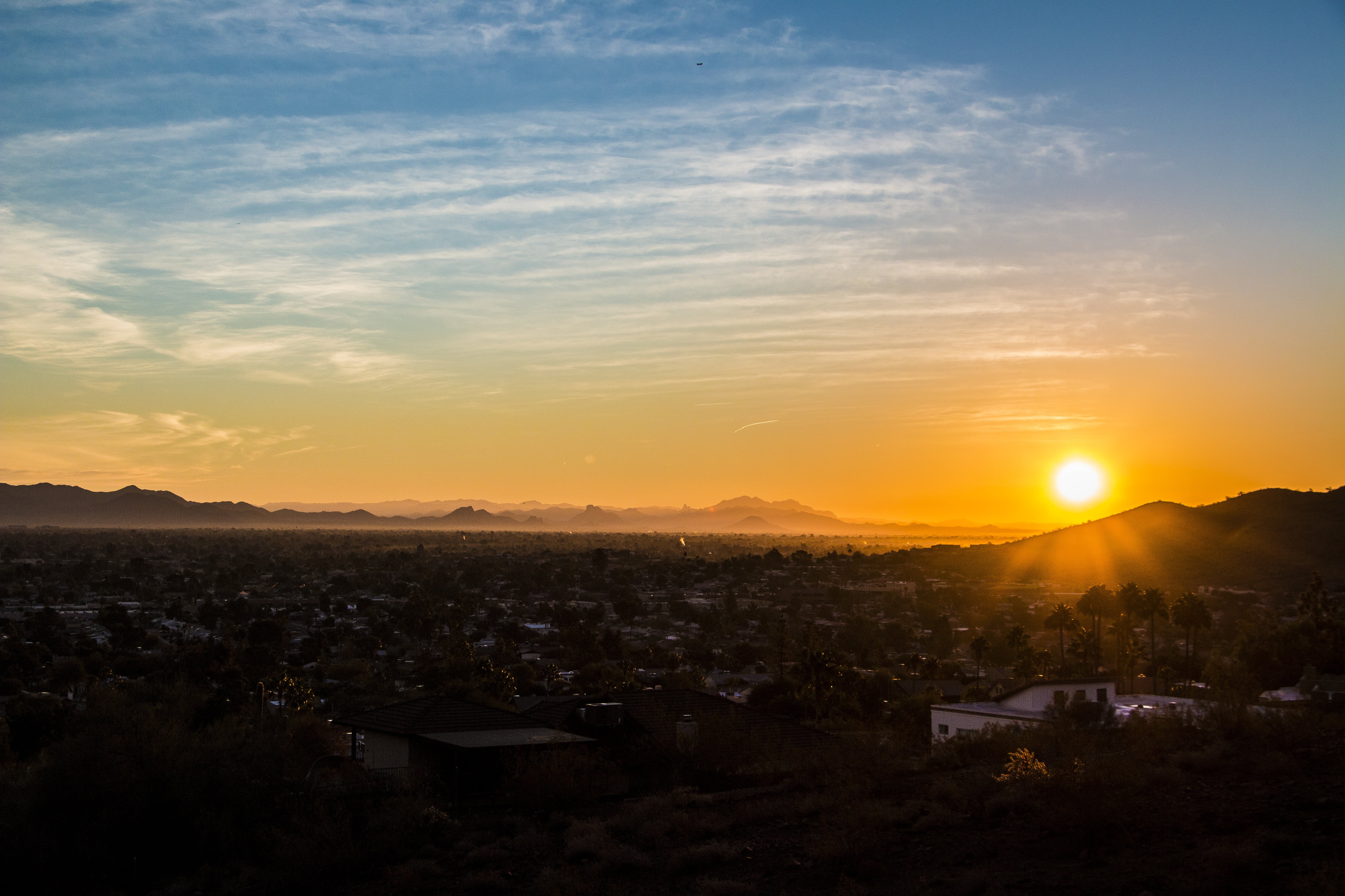arizona, valley, sunset, romantic sky, cloud - sky, environment, usa, orange color, built structure, golden, building exterior, southwest, architecture, HD Wallpaper
