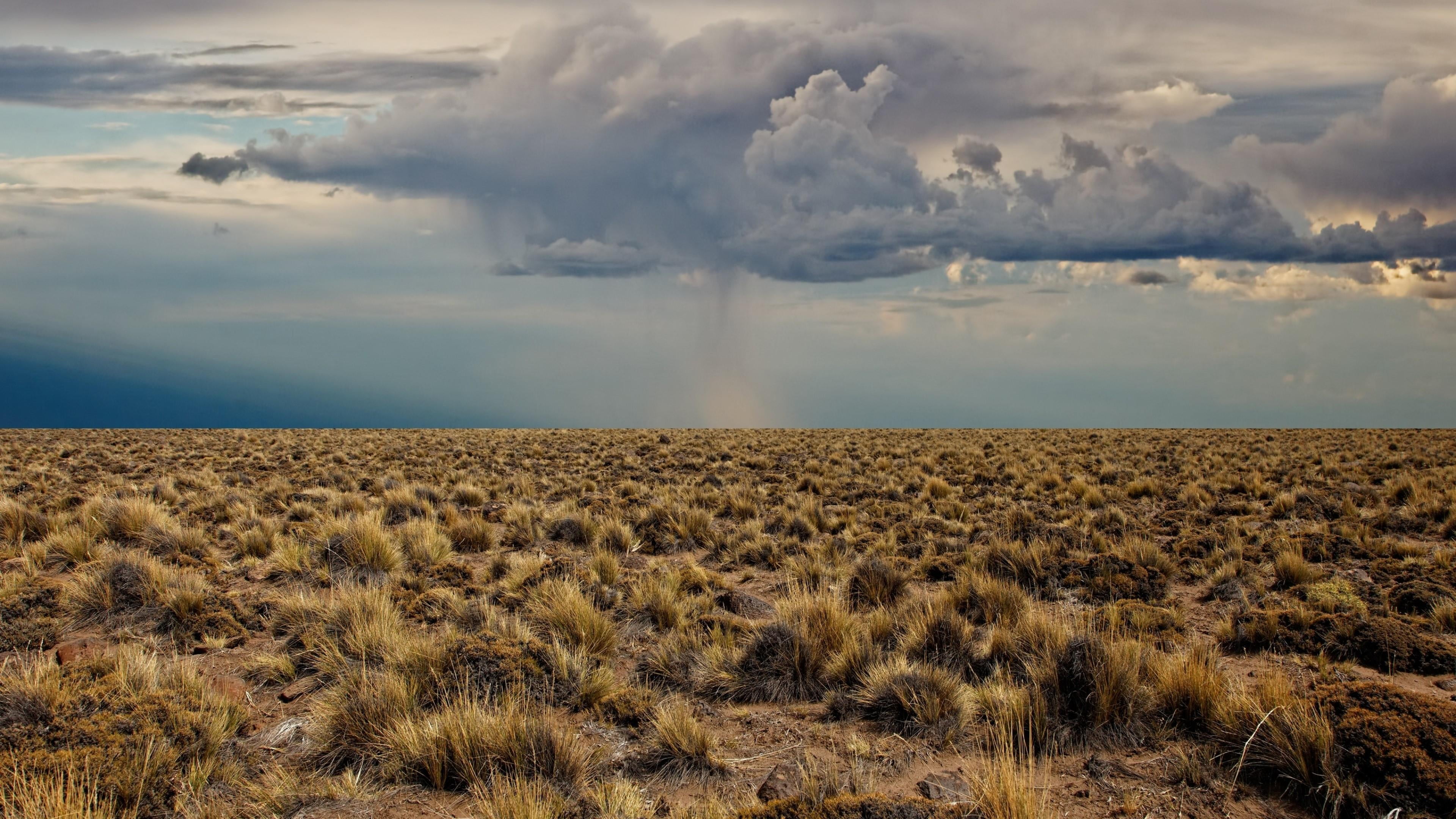 outdoors, 4K, arid climate, horizon over land, sky, phenomenon, desert, tranquility, environment, land, grass, meteorological phenomenon, storm, cloud - sky, HD Wallpaper