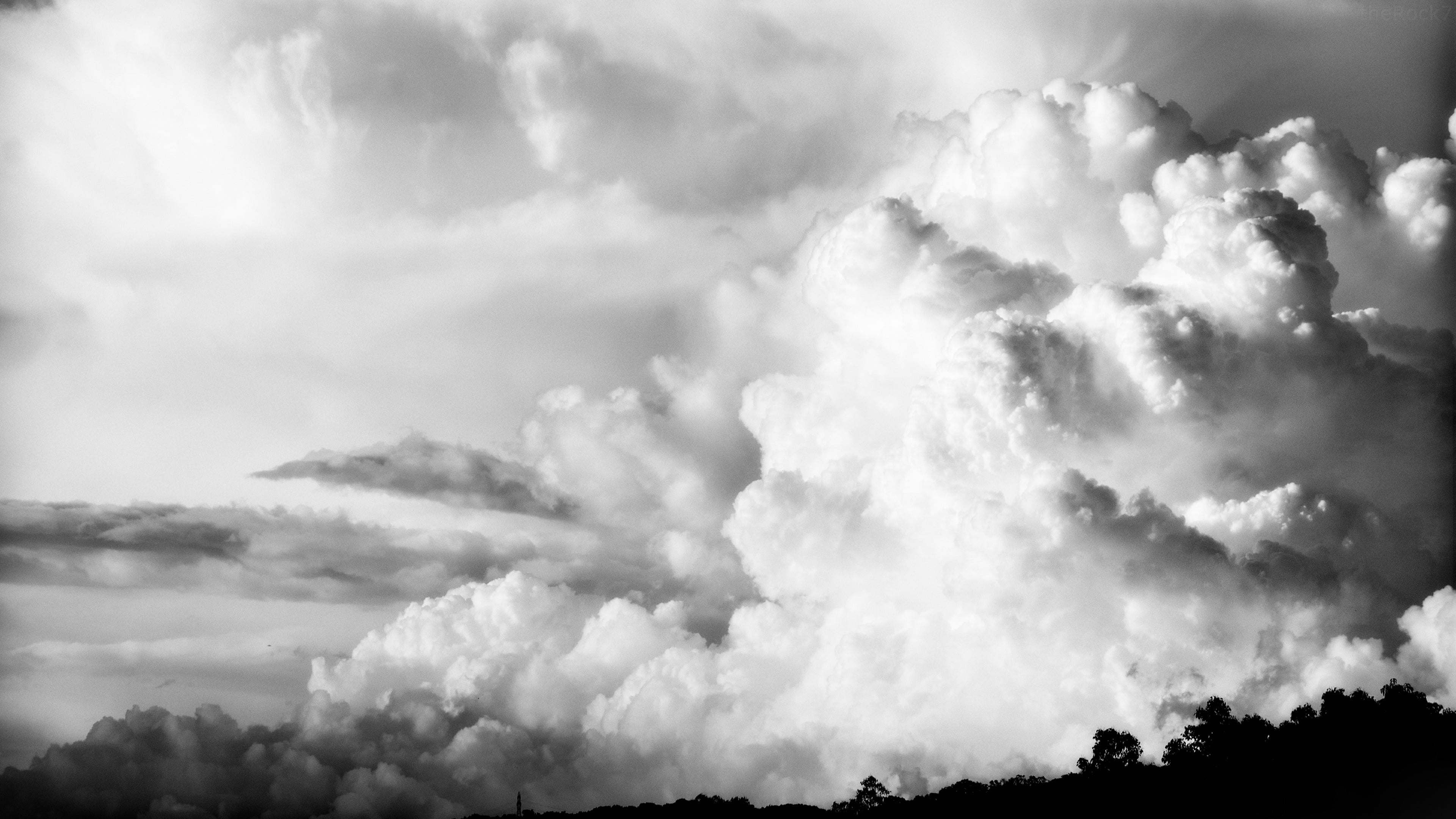 cumulonimbus, ominous, pollution, 4K, backgrounds, dark, no people, grayscale, wind, clouds, environment, scenics - nature, storm cloud, atmosphere, dramatic sky, HD Wallpaper