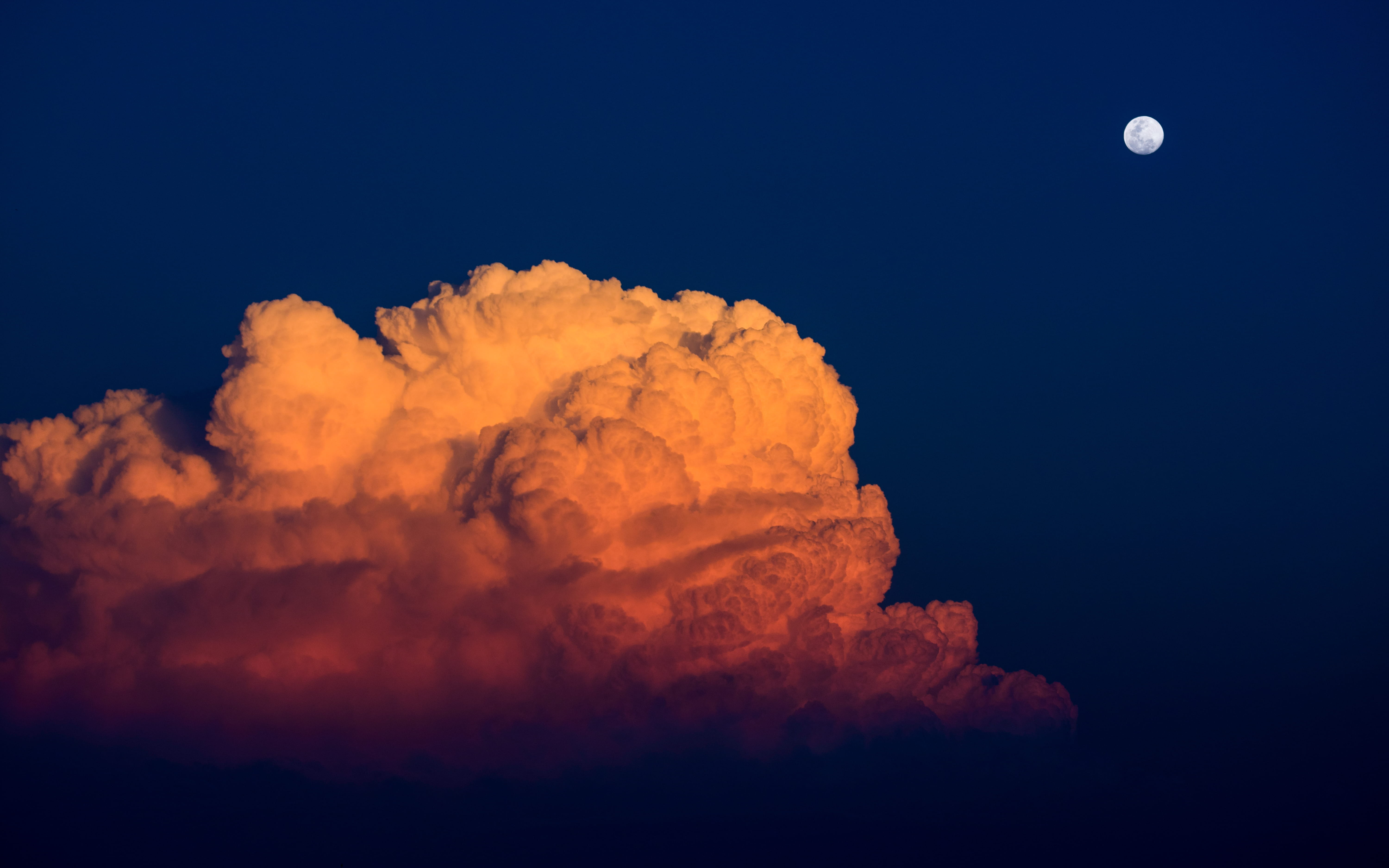 tranquil scene, environment, no people, fantasy, tranquility, night, outdoors, dusk, nature, scenics - nature, moon, 5K, motivate, blue, sunset, cloud - sky, HD Wallpaper