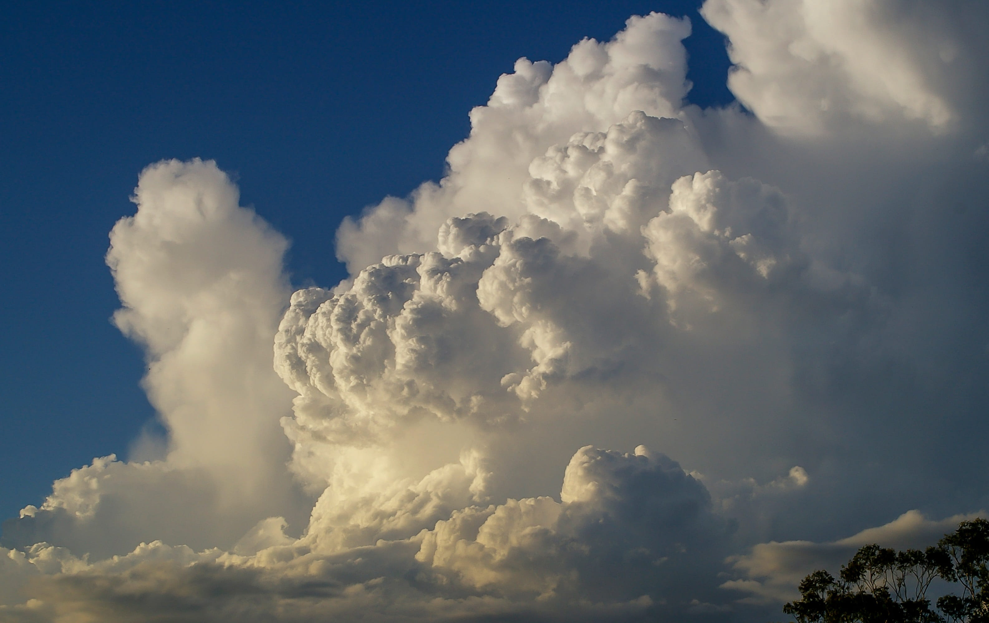 outdoors, Blue, nature, ominous, cloud - sky, cumulonimbus, environment, cloudscape, Light, no people, day, fluffy, white, backgrounds, 2K, beauty in nature, HD Wallpaper