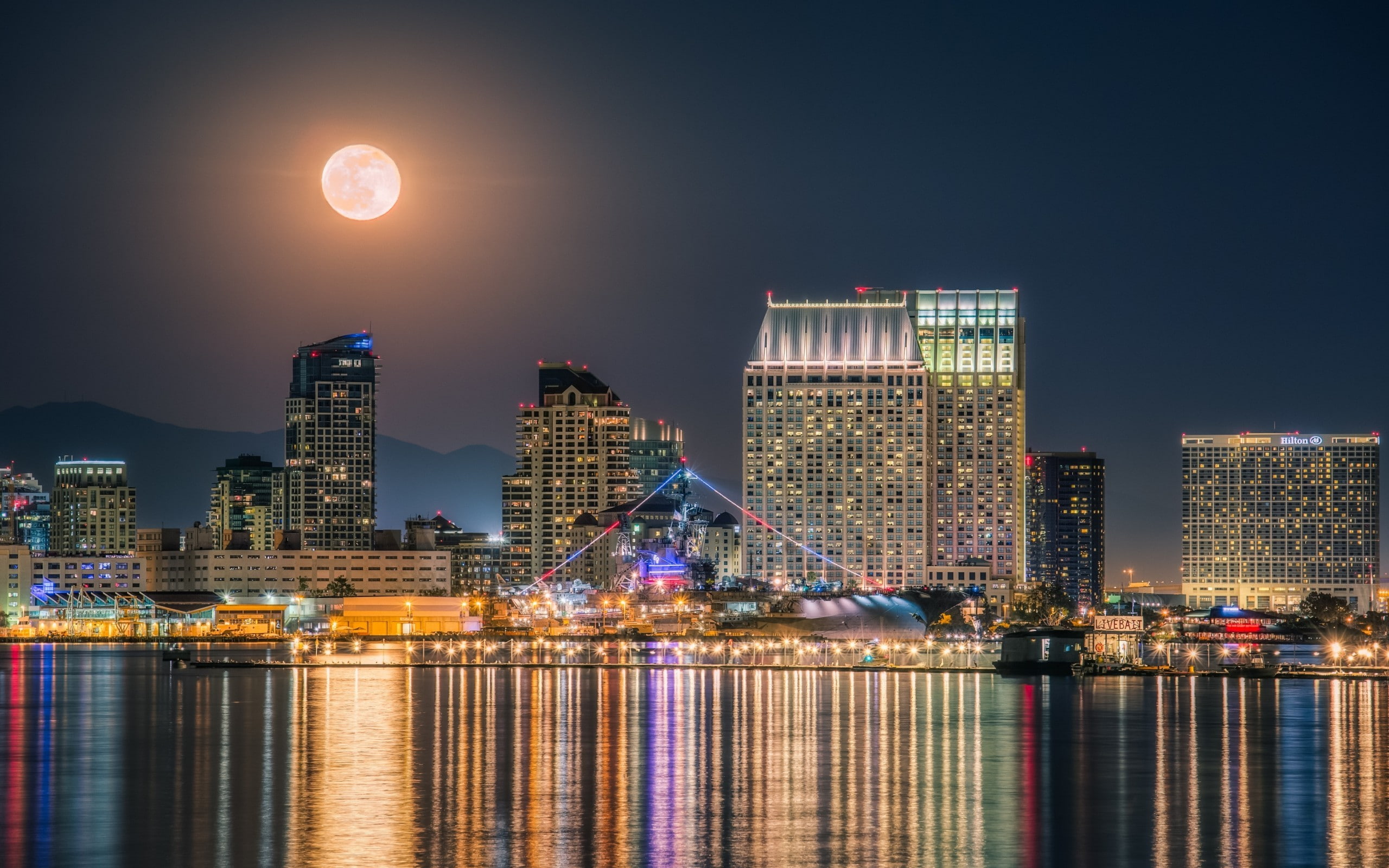 USS Midway, cityscape, 2K, San Diego, HD Wallpaper