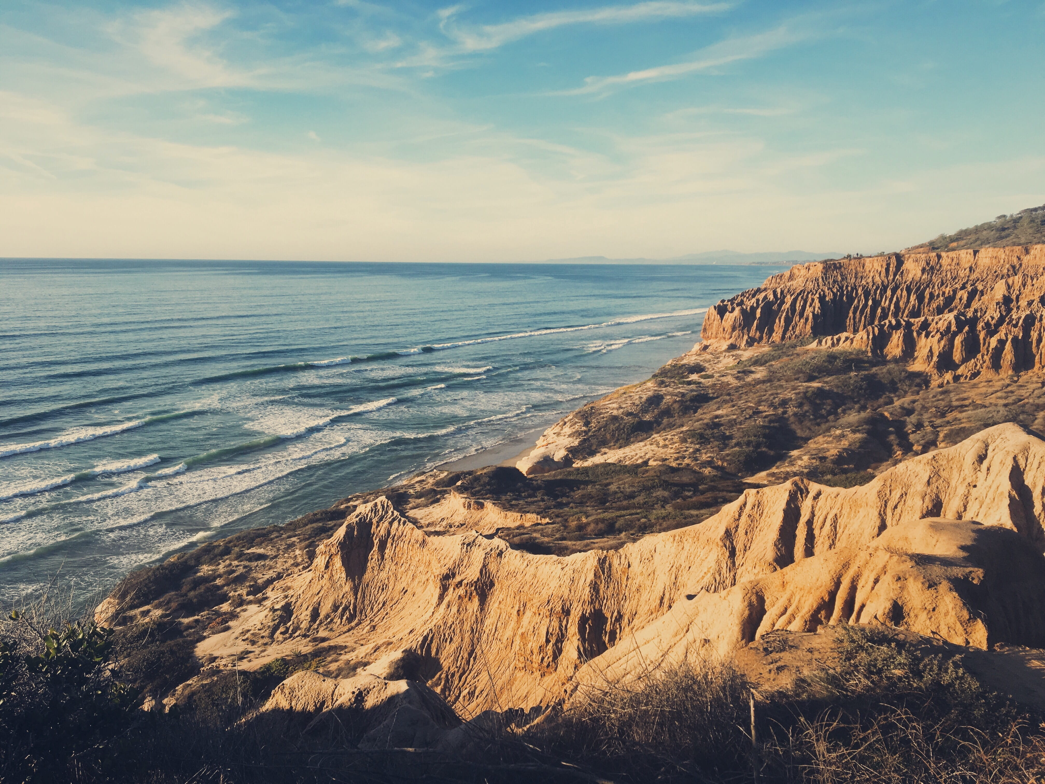 cloud - sky, horizon, beach, formation, la jolla, rock, non-urban scene, idyllic, san diego, rock - object, sea, usa, california, no people, scenics - nature, HD Wallpaper