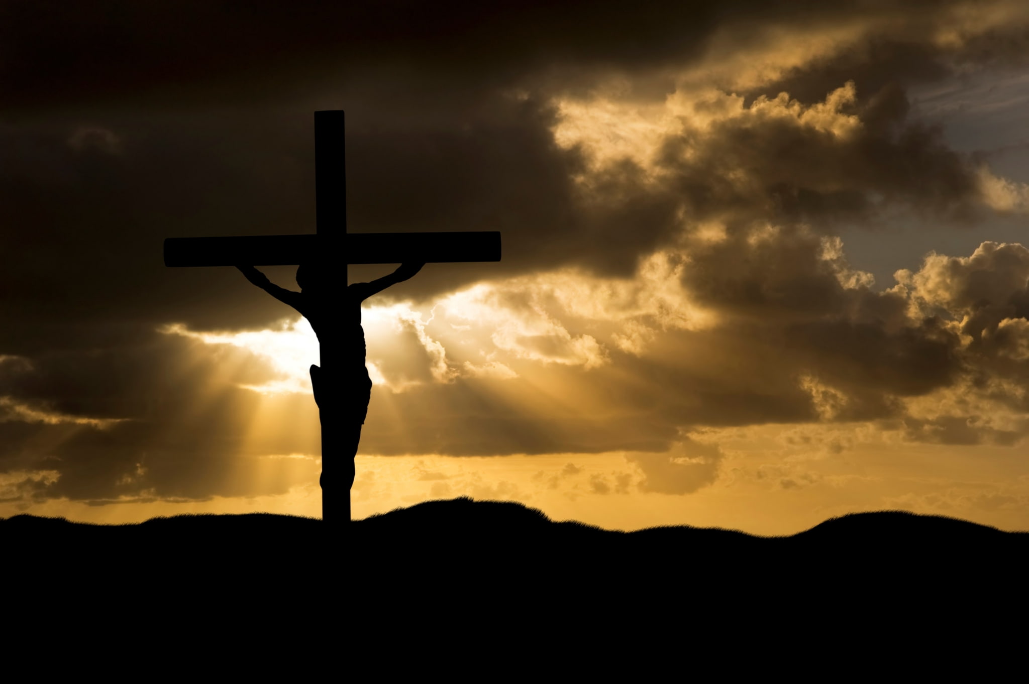 religion, belief, idyllic, sunset, sky, tranquility, symbol, tranquil scene, crucifix, 1080P, cross, jesus screensavers and backgrounds, outdoors, dramatic sky, HD Wallpaper