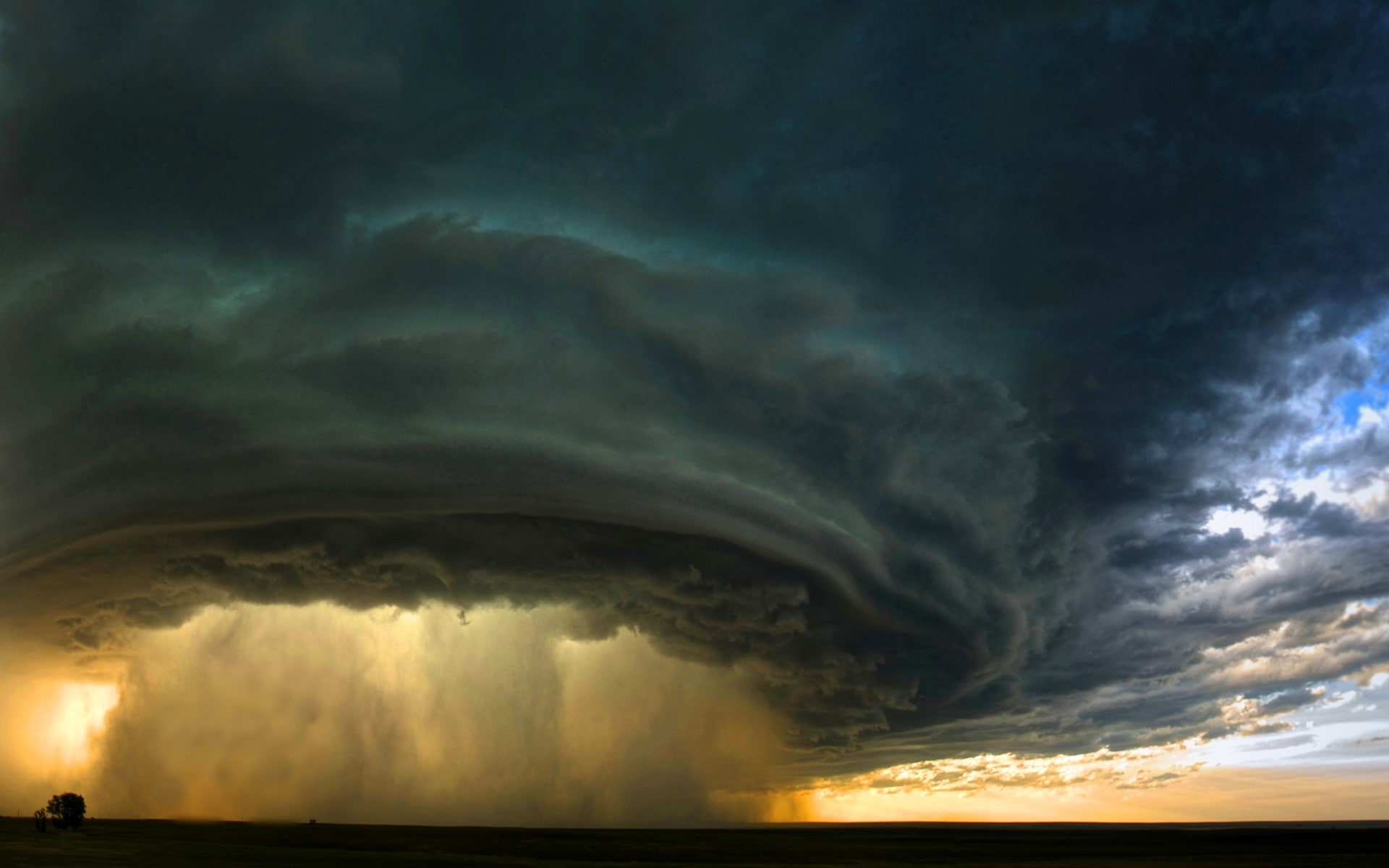 extreme weather, power in nature, no people, meteorology, environment, Montana, clouds, horizon, sea, cloud - sky, scenics - nature, water, torrential rain, HD Wallpaper