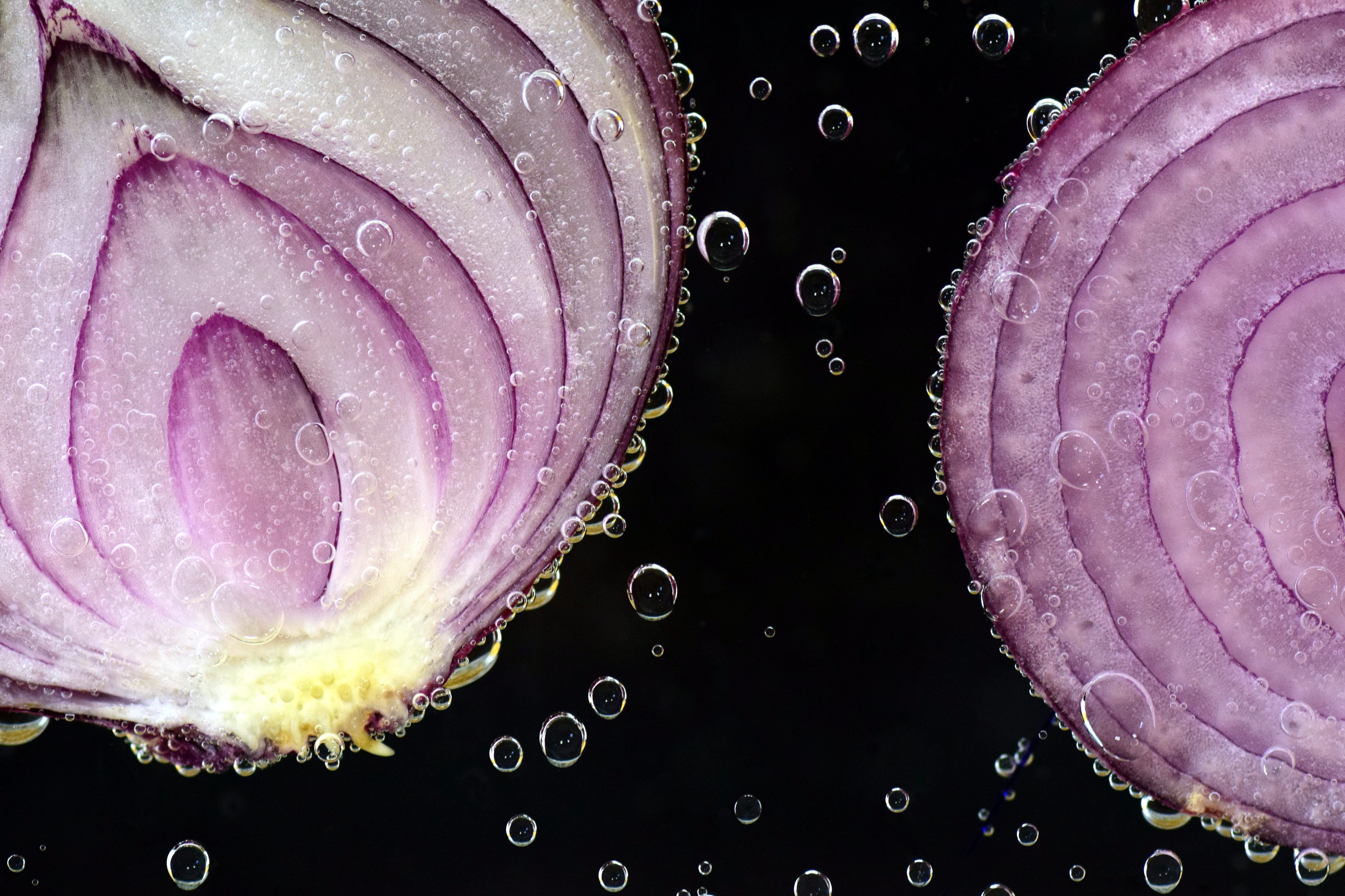 blubber, gas bubbles, food and drink, water, vegetables, 5K, nature, healthy, onion rings, no people, water bubbles, wellbeing, healthy eating, allium cepa, HD Wallpaper