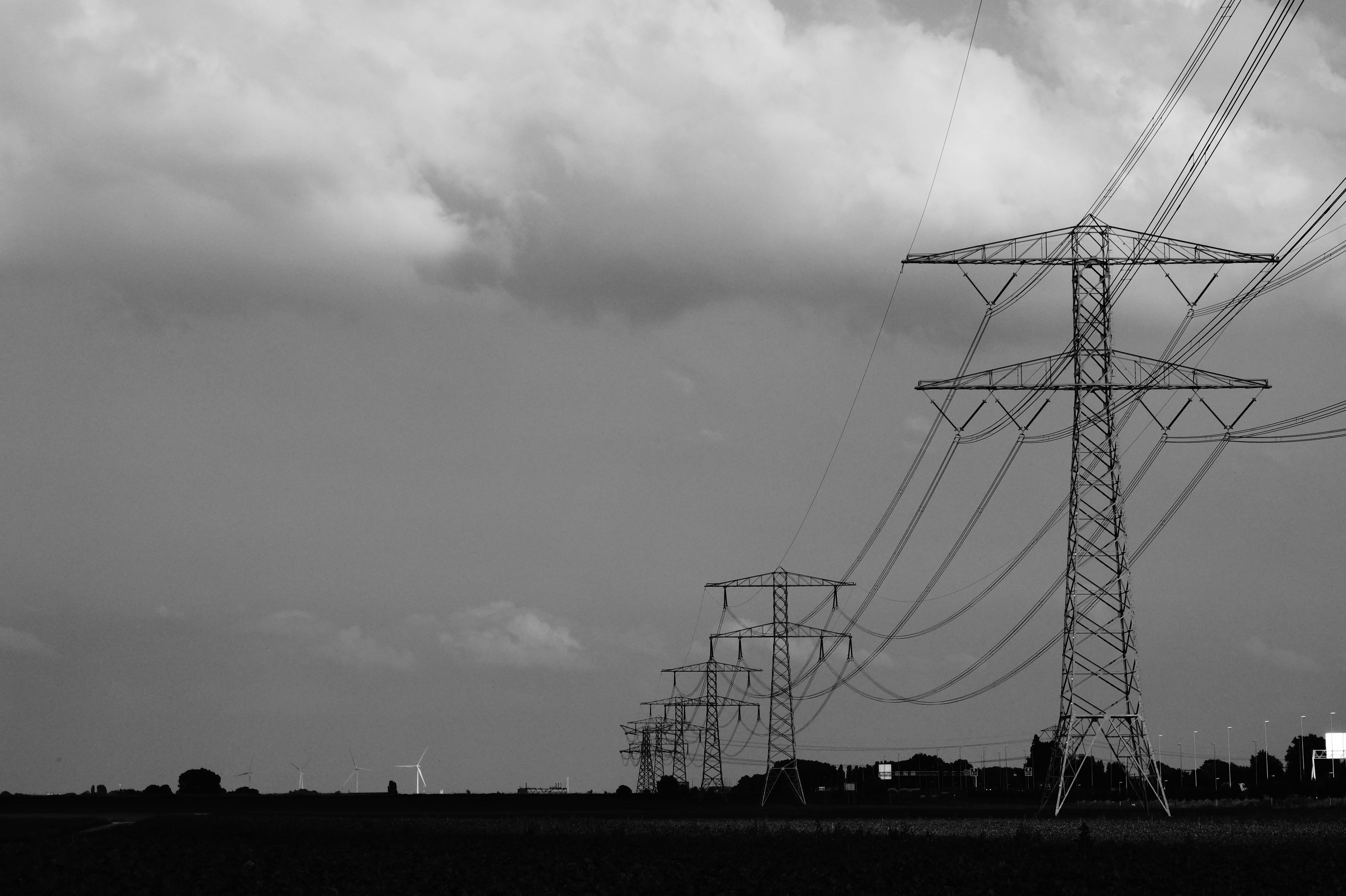 low angle view, outdoors, high voltage, danger, electricity, pollution, transmission, white, power, nature, line, technology, rural scene, fuel and power generation, HD Wallpaper