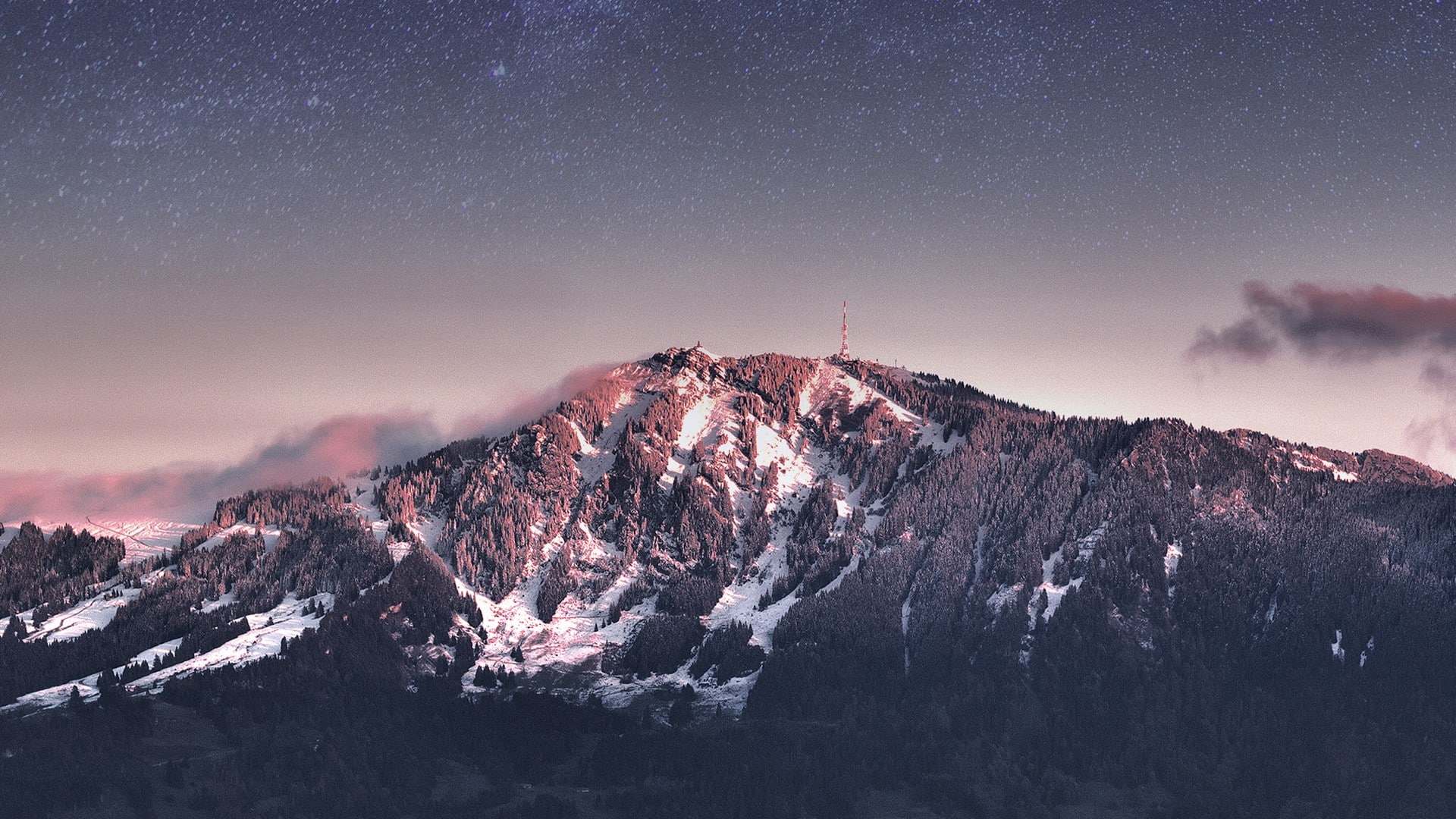 night, landscape, nature, low saturation, 1080P, mountains, HD Wallpaper