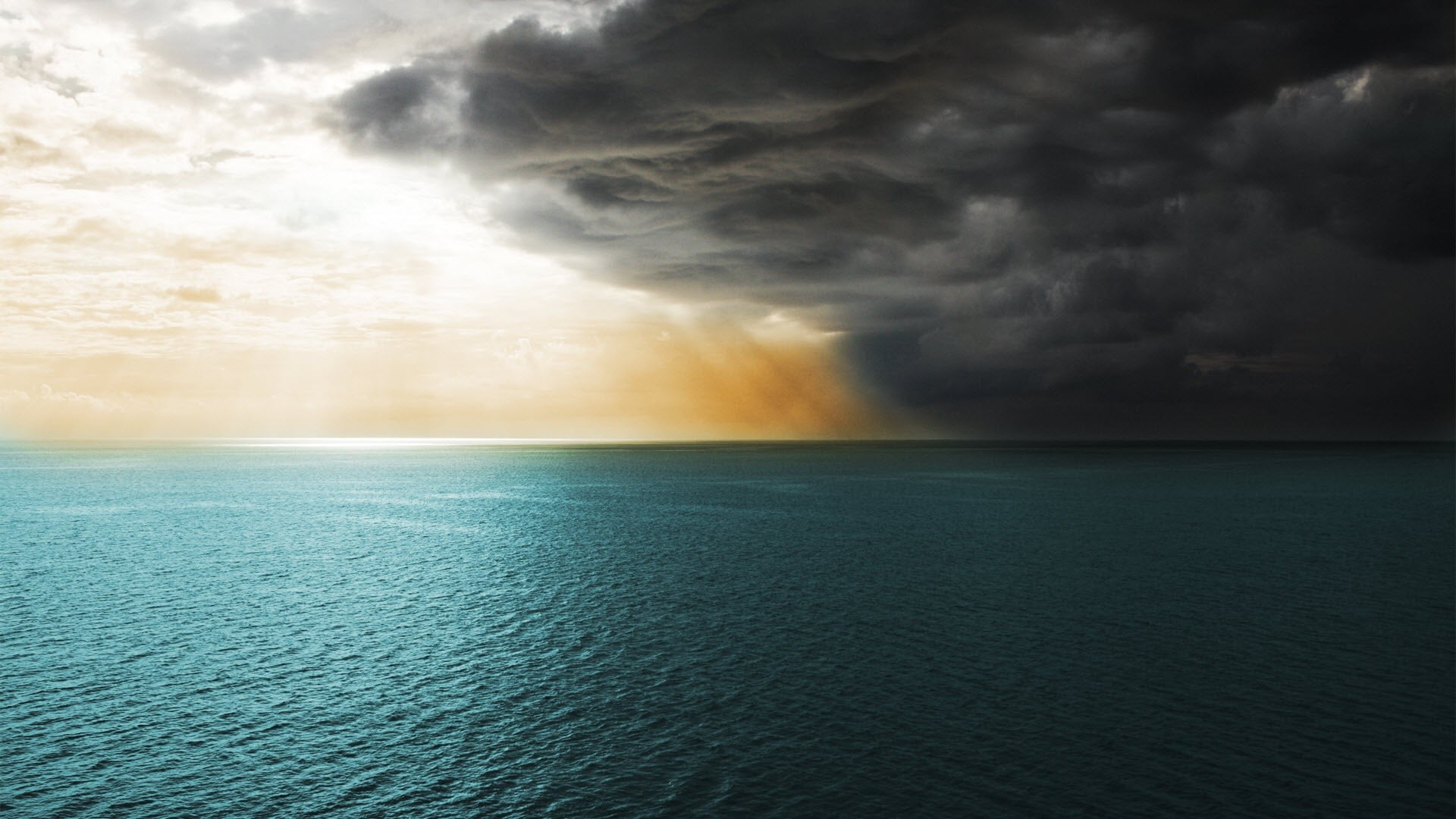 no people, outdoors, dramatic sky, sky, clouds, sea, idyllic, rain, cloudscape, horizon, 1080P, ominous, water, scenics - nature, seascape, sunlight, tranquility, HD Wallpaper