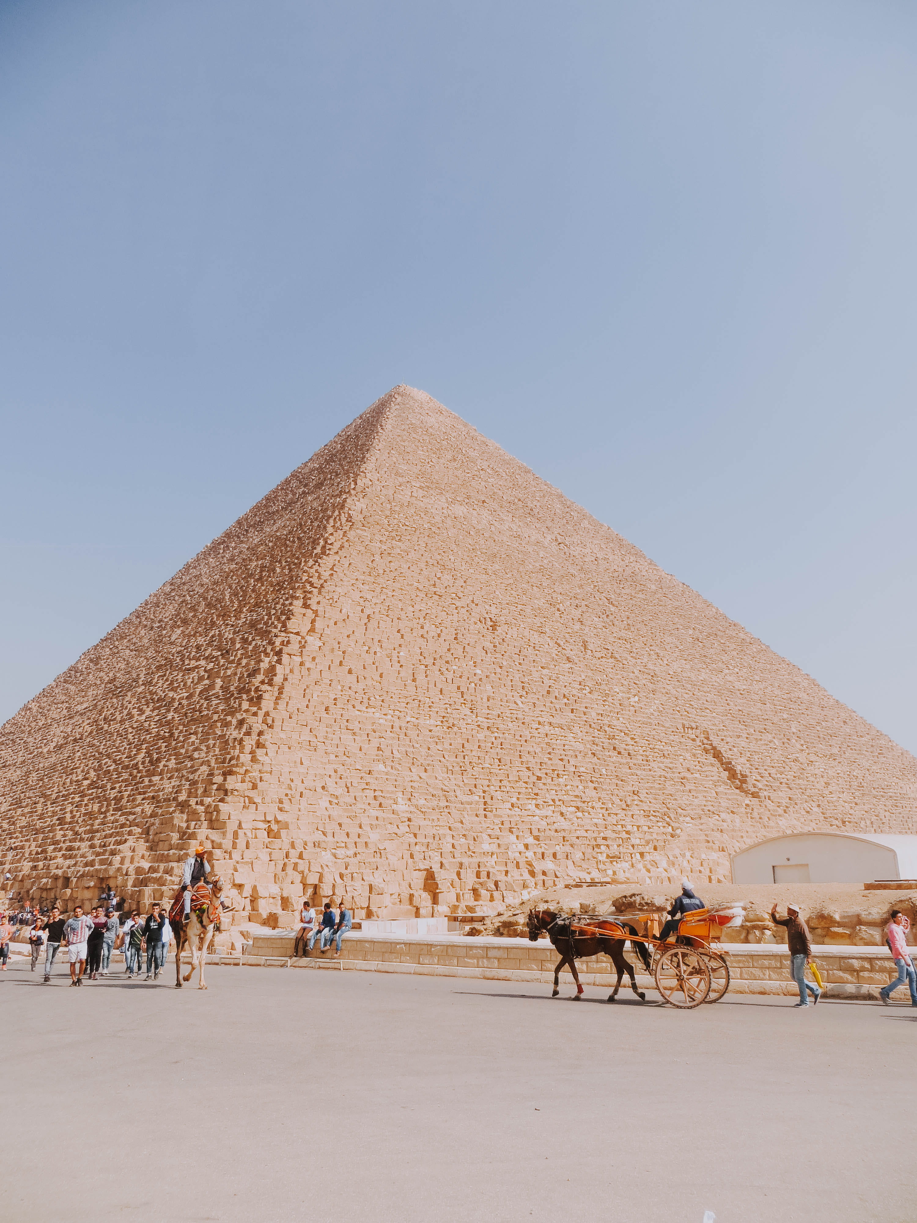 sky, pyramid, town, travel, architecture, livestock, horse, neighborhood, triangle, egypt, metropolis, ride, desert, vehicle, city, ruins, camel, human, Phone HD Wallpaper