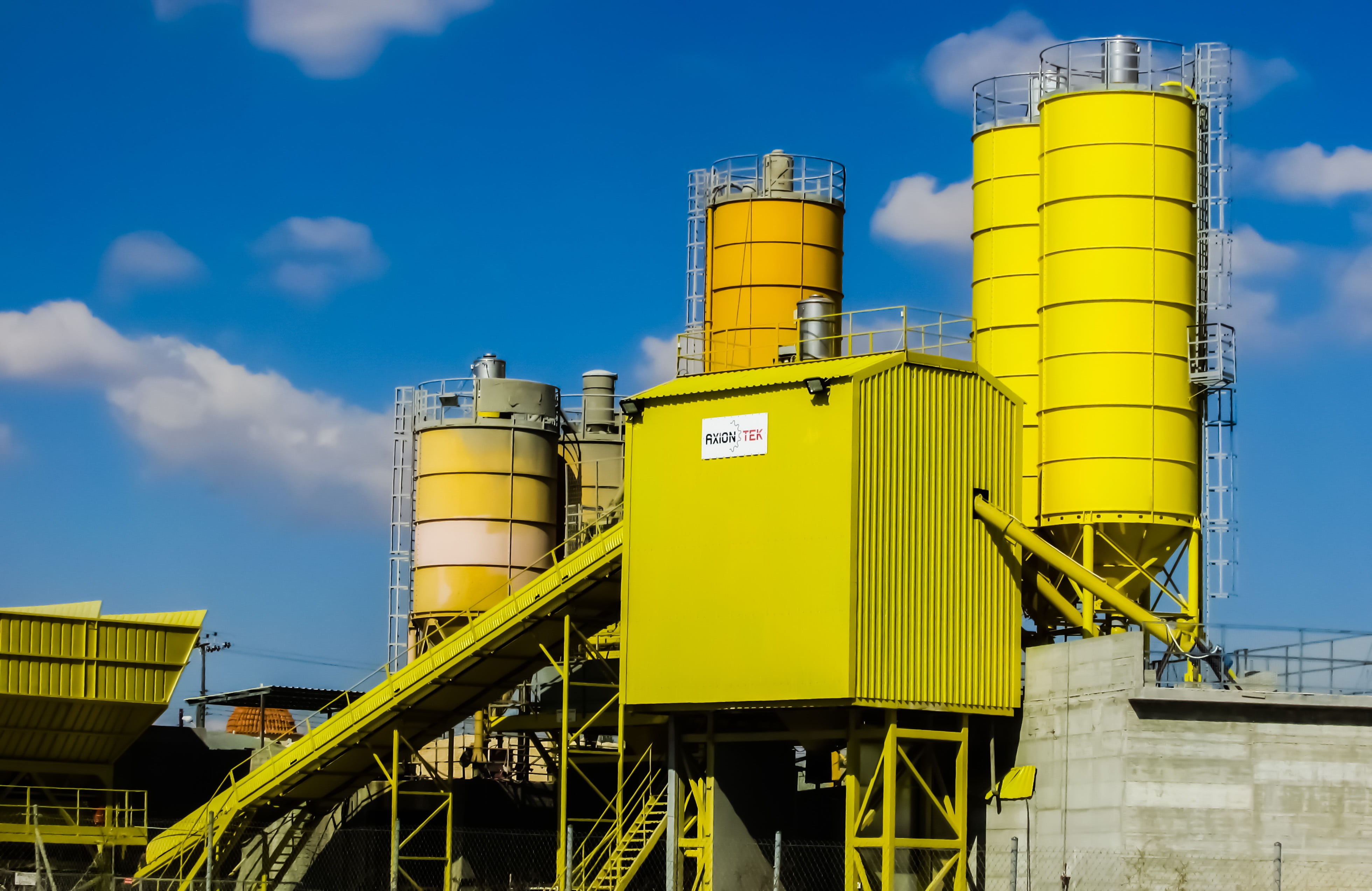 fuel and power generation, built structure, nature, concrete plant, yellow, industrial, equipment, cloud - sky, building exterior, 4K, no people, air pollution, HD Wallpaper