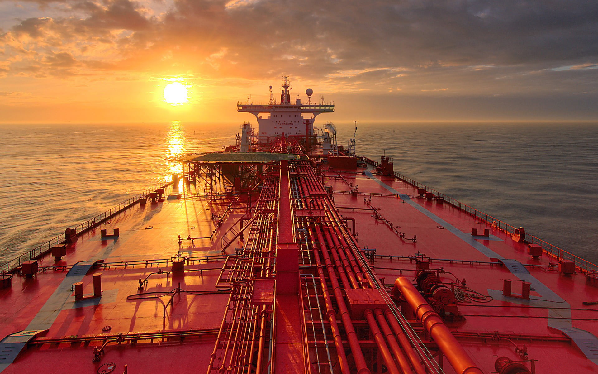 transportation, SIZE, outdoors, sea, HORIZON, water, orange color, DAL, industry, The SKY, oil industry, freight transportation, TANKER, 1080P, ship, black, HD Wallpaper