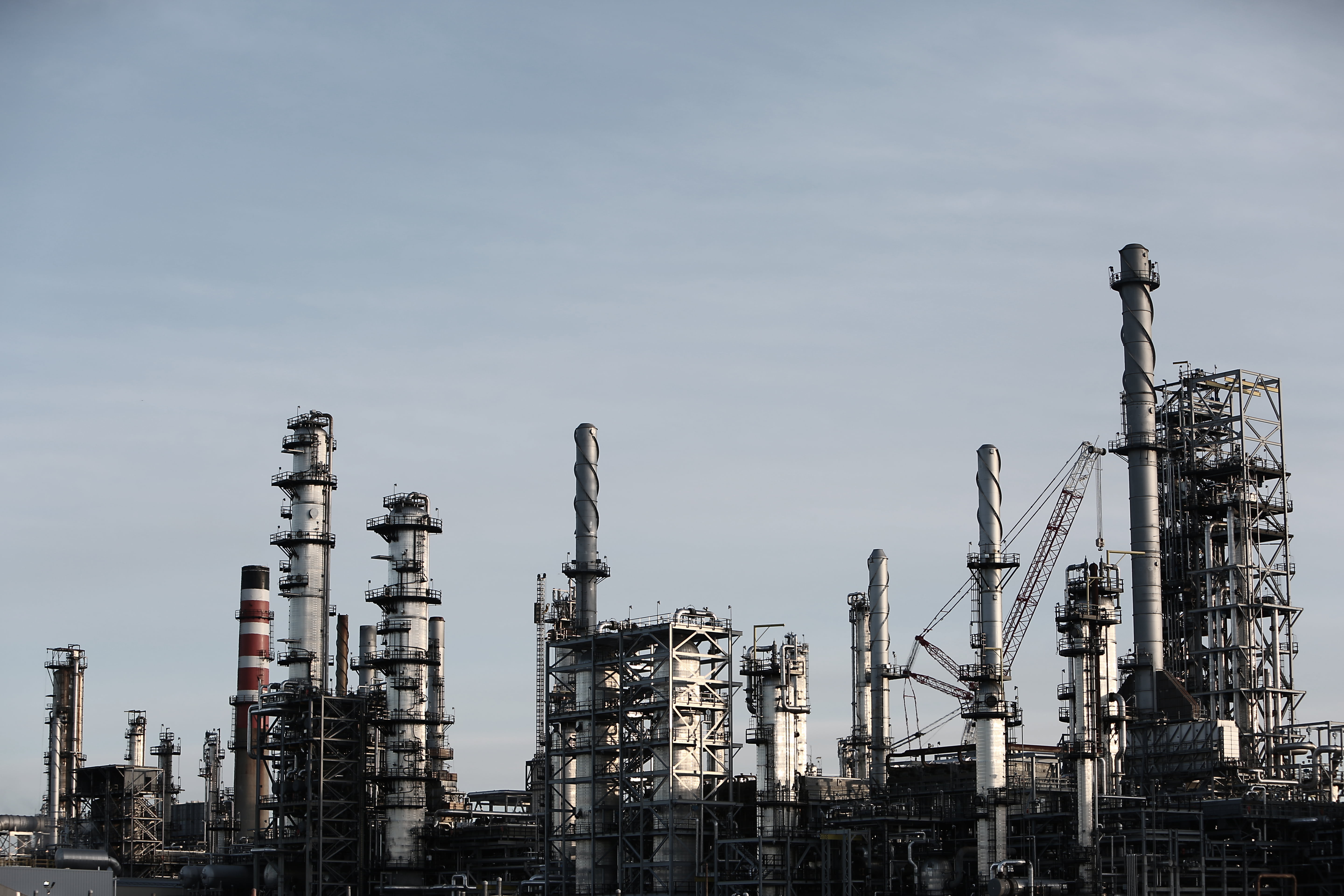 oil industry, gray, building exterior, nature, time, business, 5K, machines, communication, freight transportation, smoke stack, structures, fuel and power generation, HD Wallpaper
