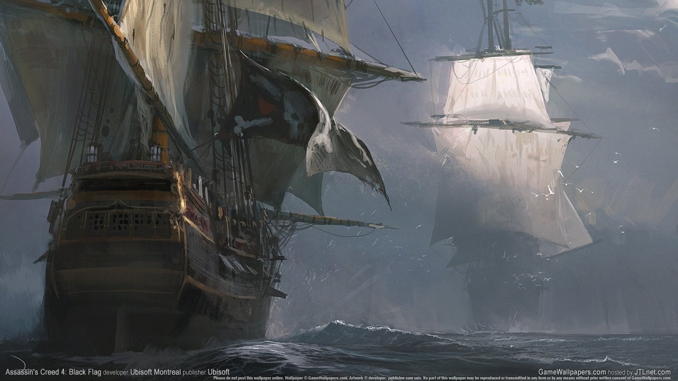 beige, cruise, digital, Assassins Creed IV: Black Flag, Assassins Creed, ships, 720P, two, HD Wallpaper