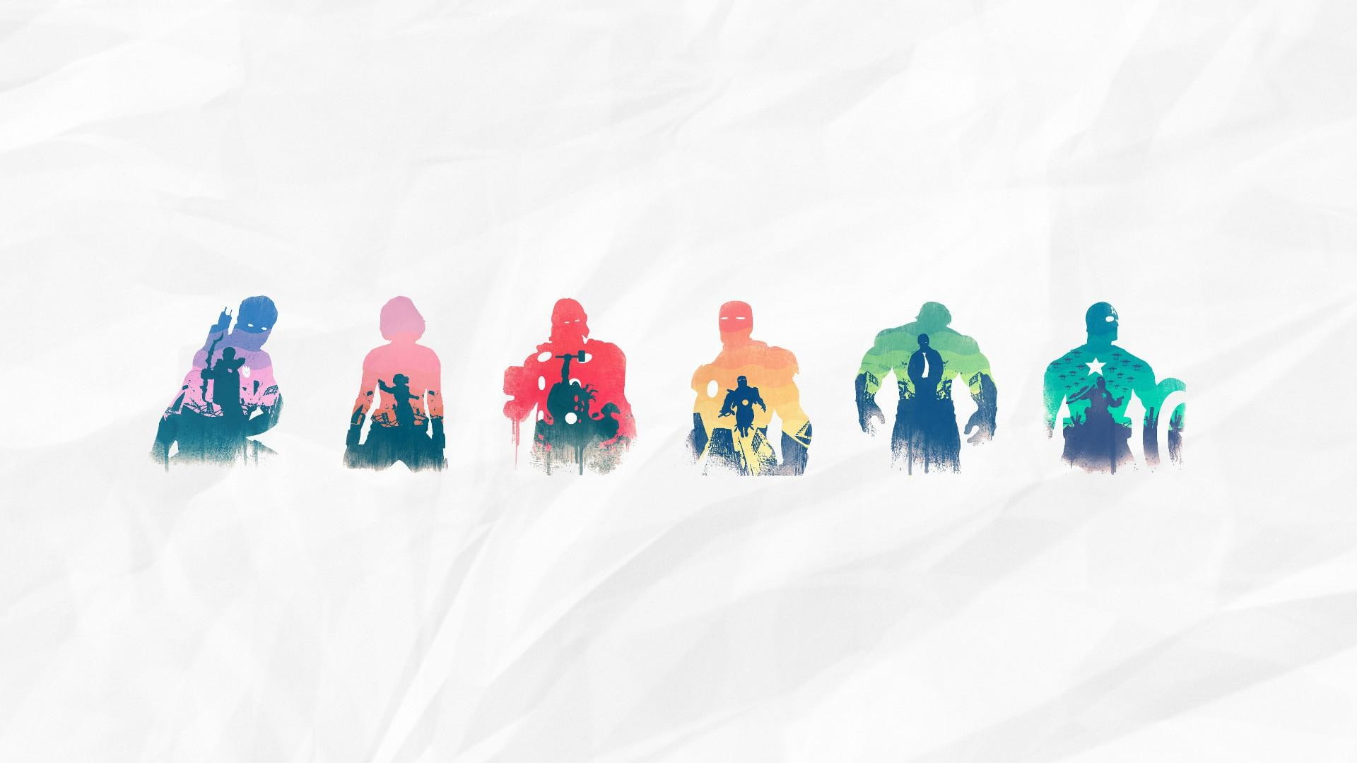 marvel, captain america, iron man, 1080P, thor, silhouettes, hawkeye, avengers, hd, hulk, HD Wallpaper
