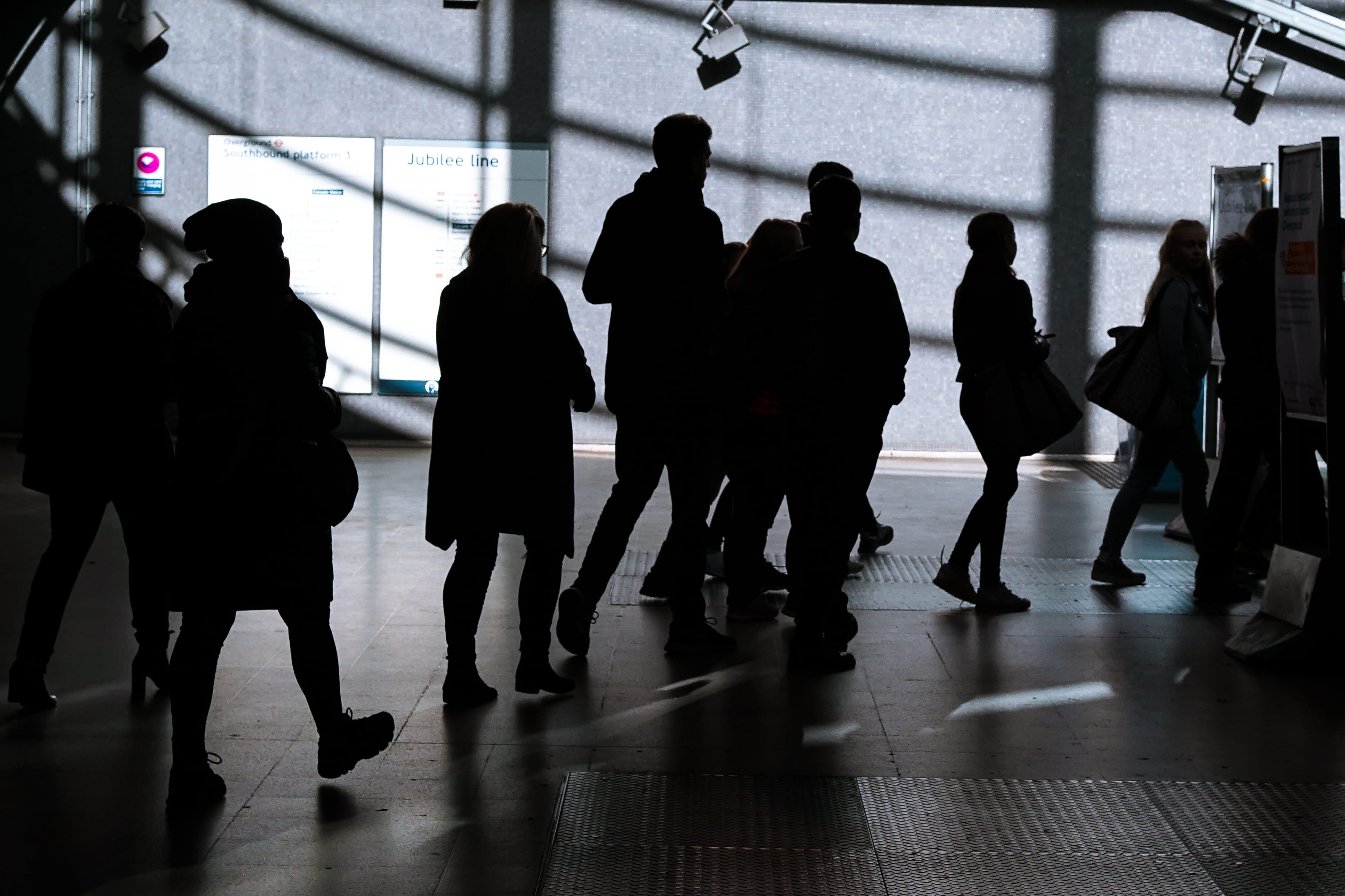 indoor, station, silhouette, standing, waiting, commute, mode of transportation, women, dark, shadow, public transportation, travel, 2K, real people, adult, HD Wallpaper