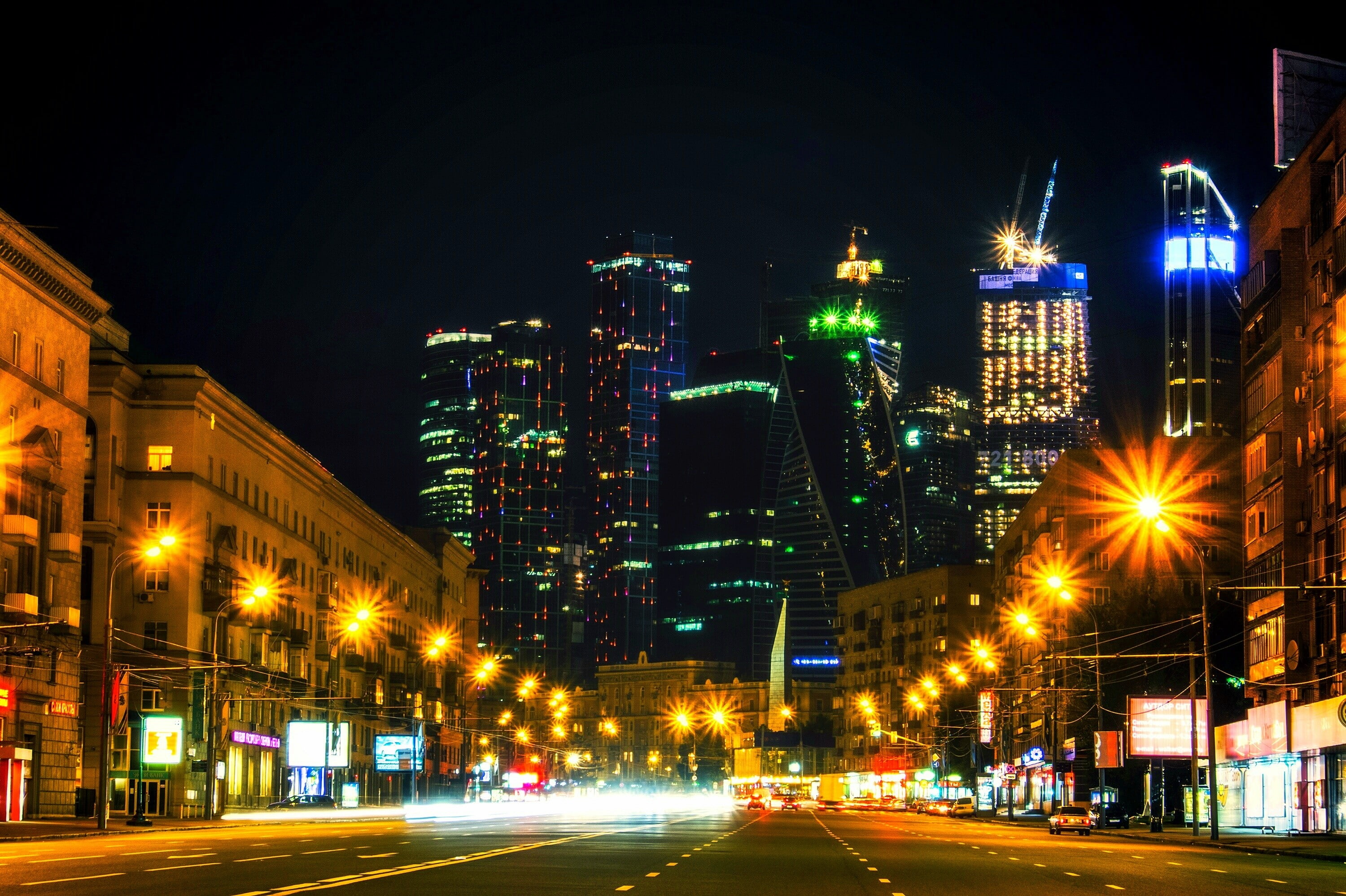 urban, lights, Russia, street, Moscow, 2K, HD Wallpaper