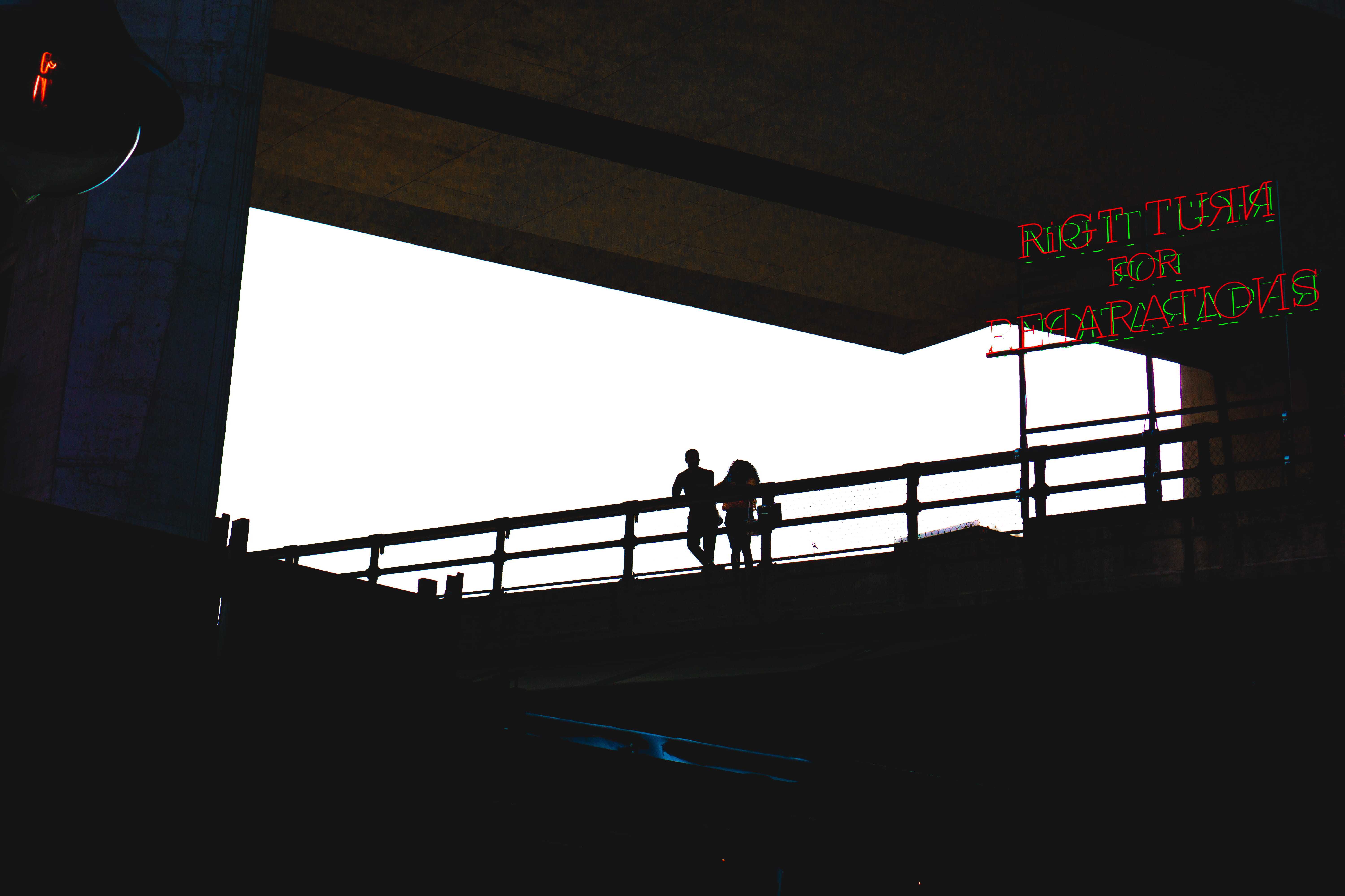 architecture, day, neon, travel, led, person, near, light, nyc, 5K, communication, rail, railings, bridge - man made structure, metal, building, men, sonyalpha, HD Wallpaper