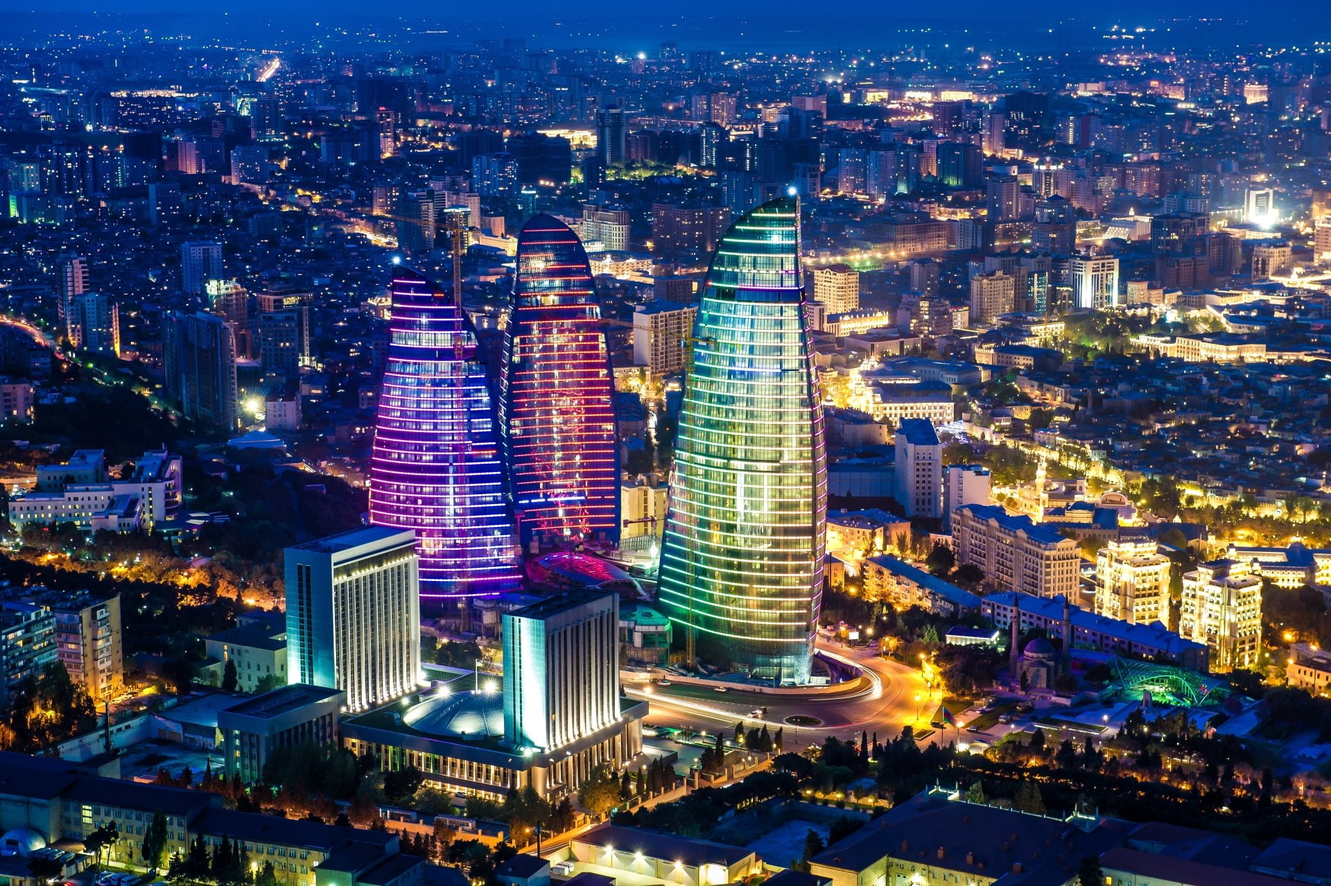 Cities, Azerbaijan, 1080P, Flame Towers, Baku, HD Wallpaper
