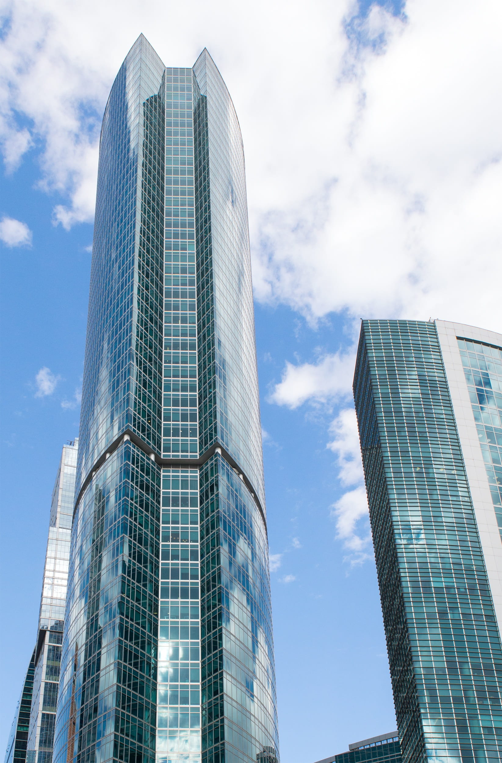 building exterior, office center, glass, multistory building, Moscow, architecture, the façade of the, nature, day, building, window, megalopolis, 1080P, Phone HD Wallpaper