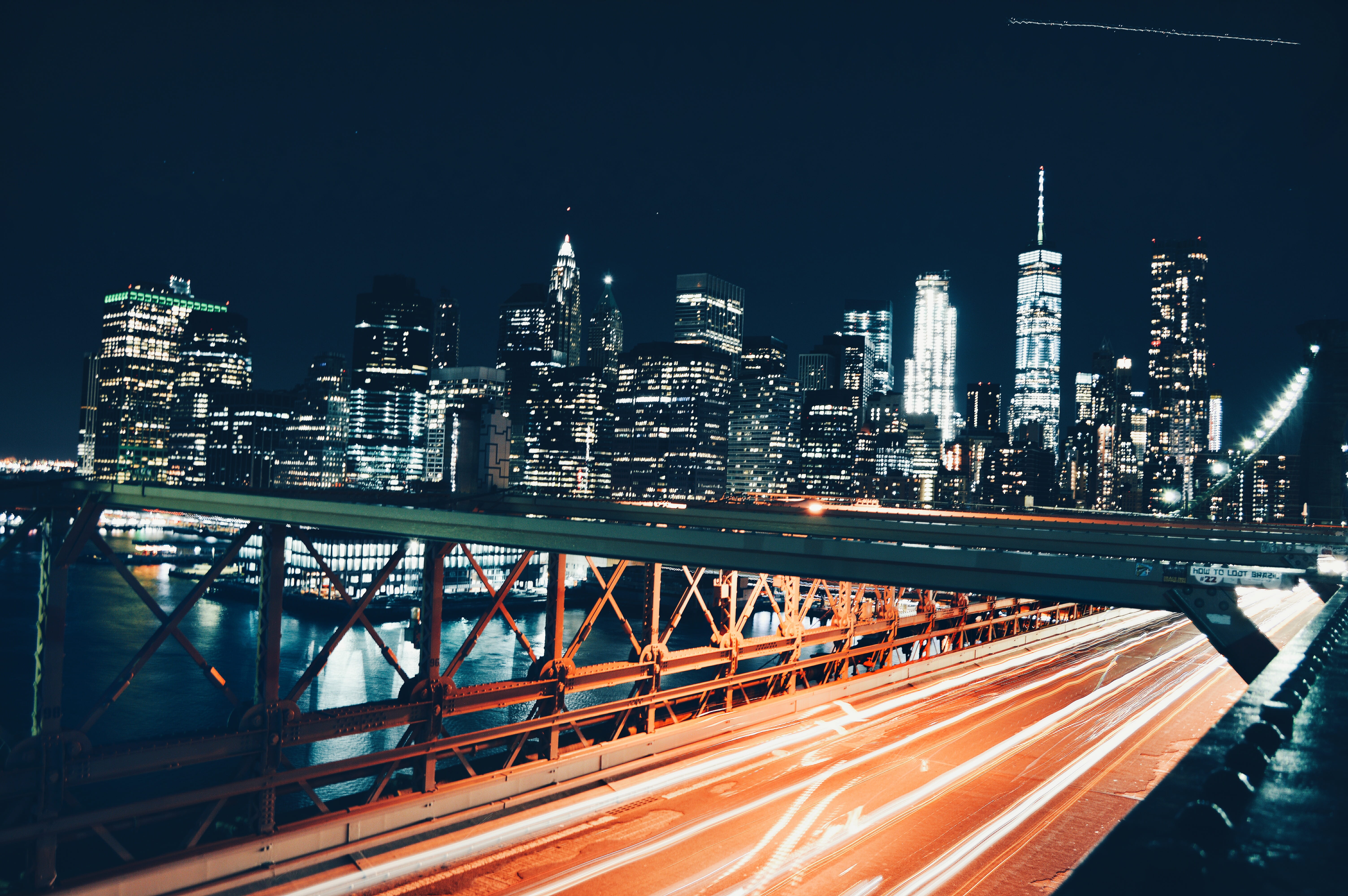 water, business, skyscrapers, illuminated, architecture, financial district, finance, road, speed, sky, outdoors, waterfront, built structure, city, skyscraper, HD Wallpaper